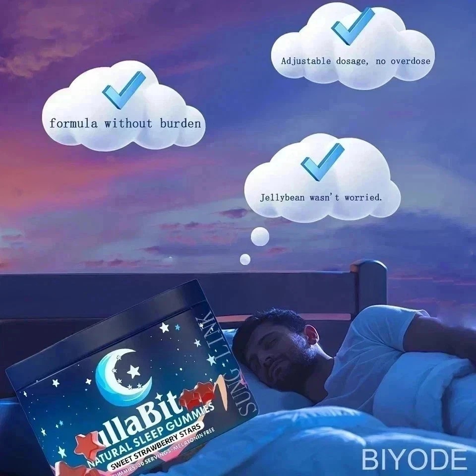 LullaBites Strawberry Stars Sleep Gummies Melatonin Free 60ct Made in USA