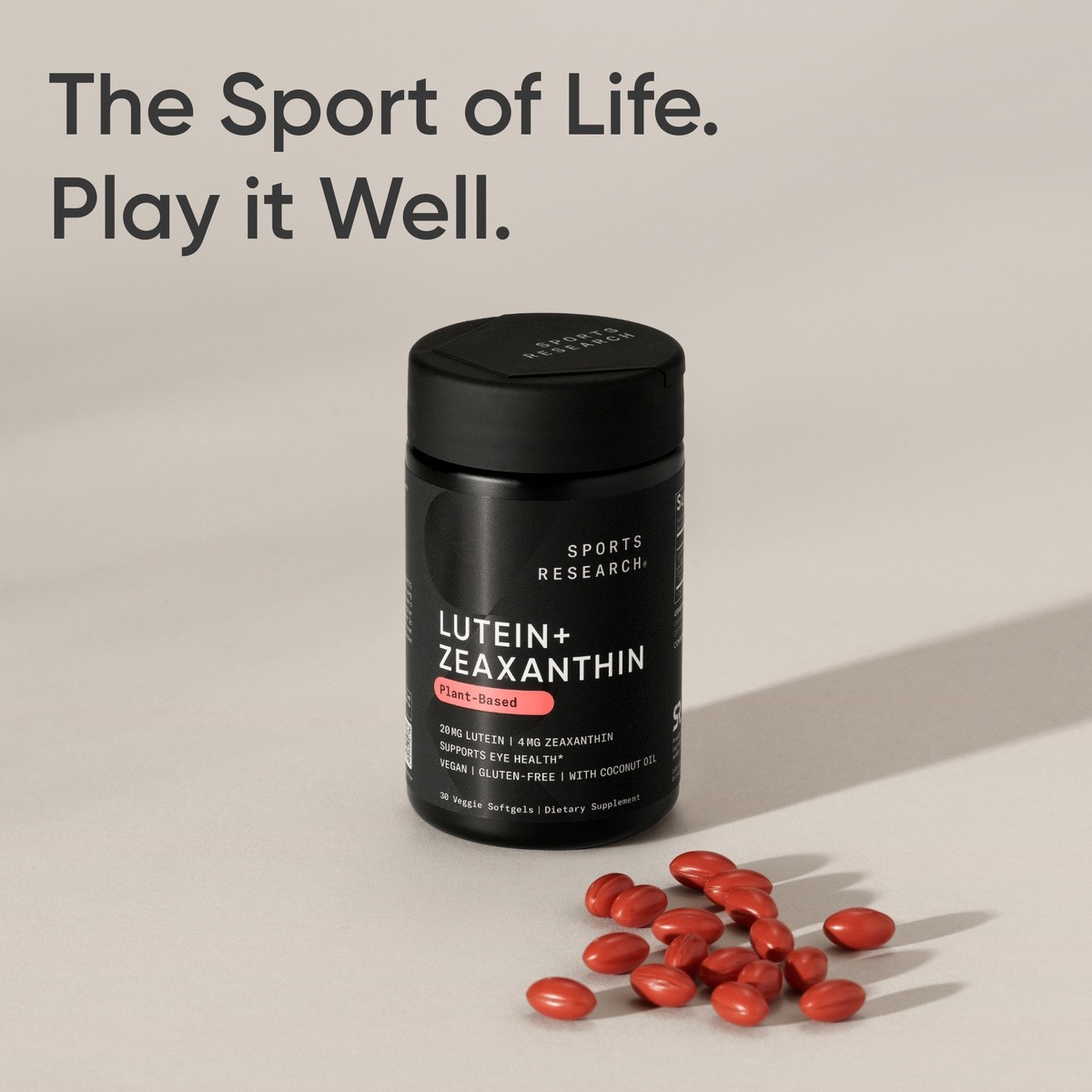 Vegan Lutein + Zeaxanthin (20mg) with Organic Coconut Oil for Better Absorption