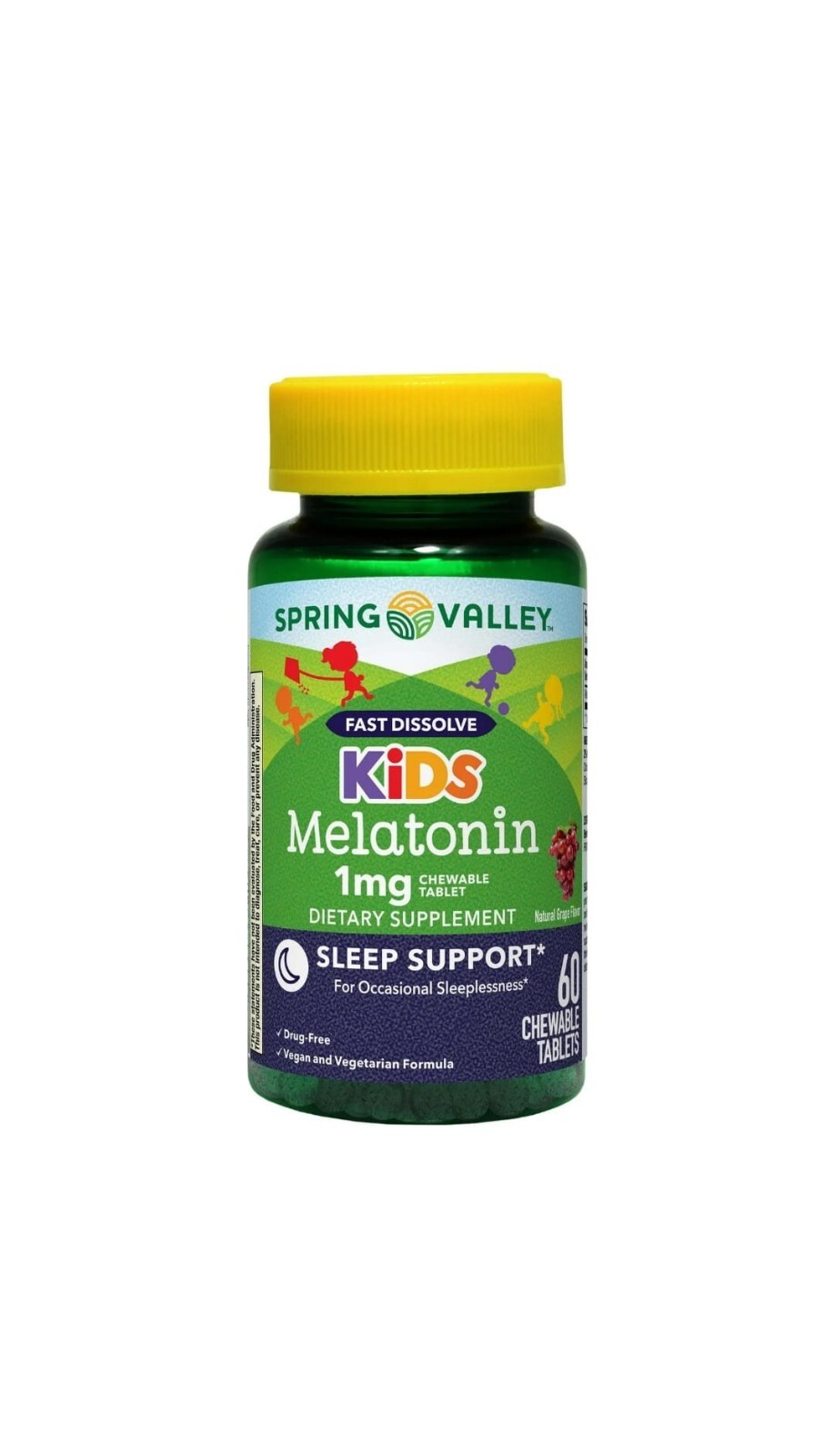 Spring Valley Kids Melatonin Chewable Tablets; 1 mg; 60 Count , Exp:01/2025