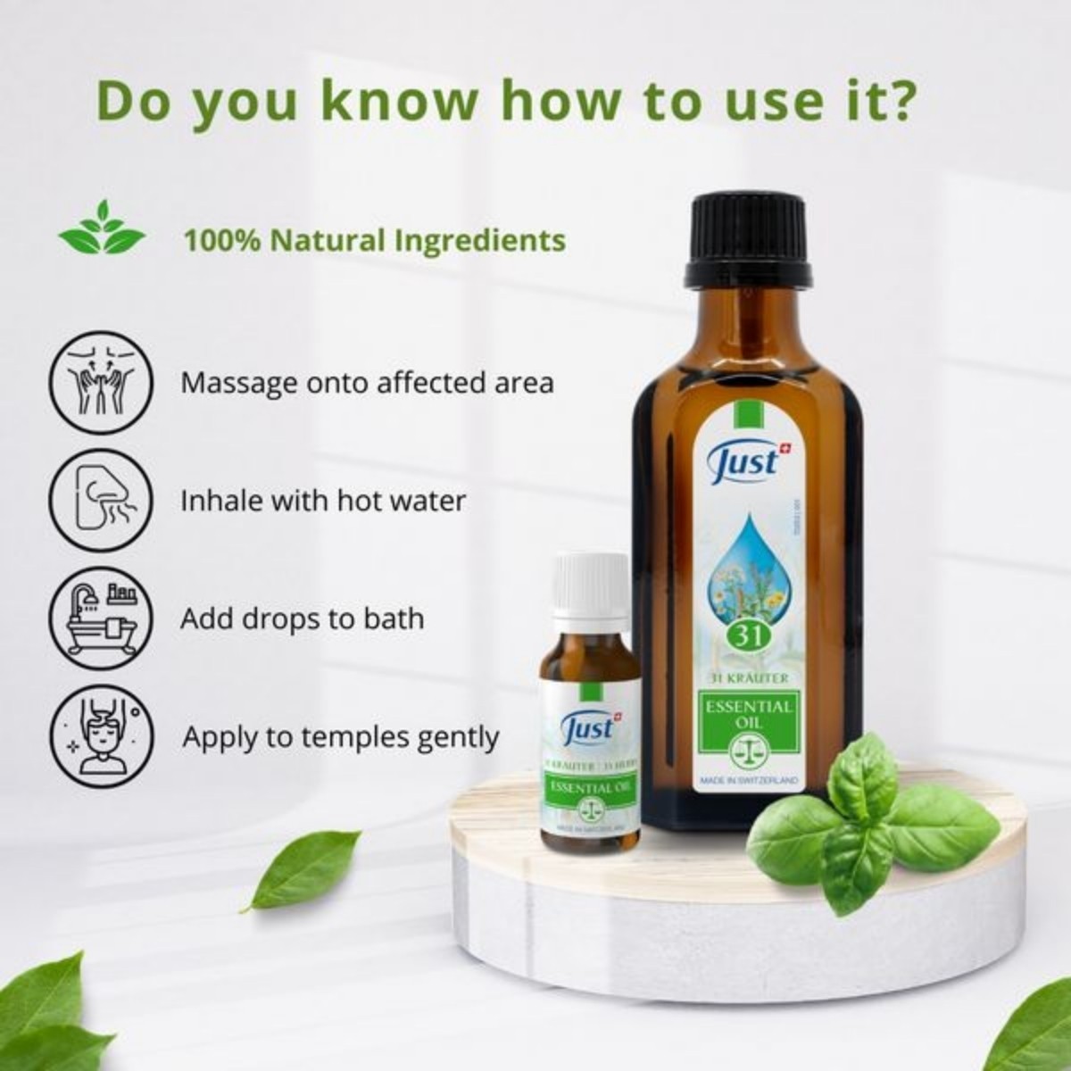SWISS JUST Thyme+Juniper Cream+31 Essential Oil Anti Aging Therapy Body Massage