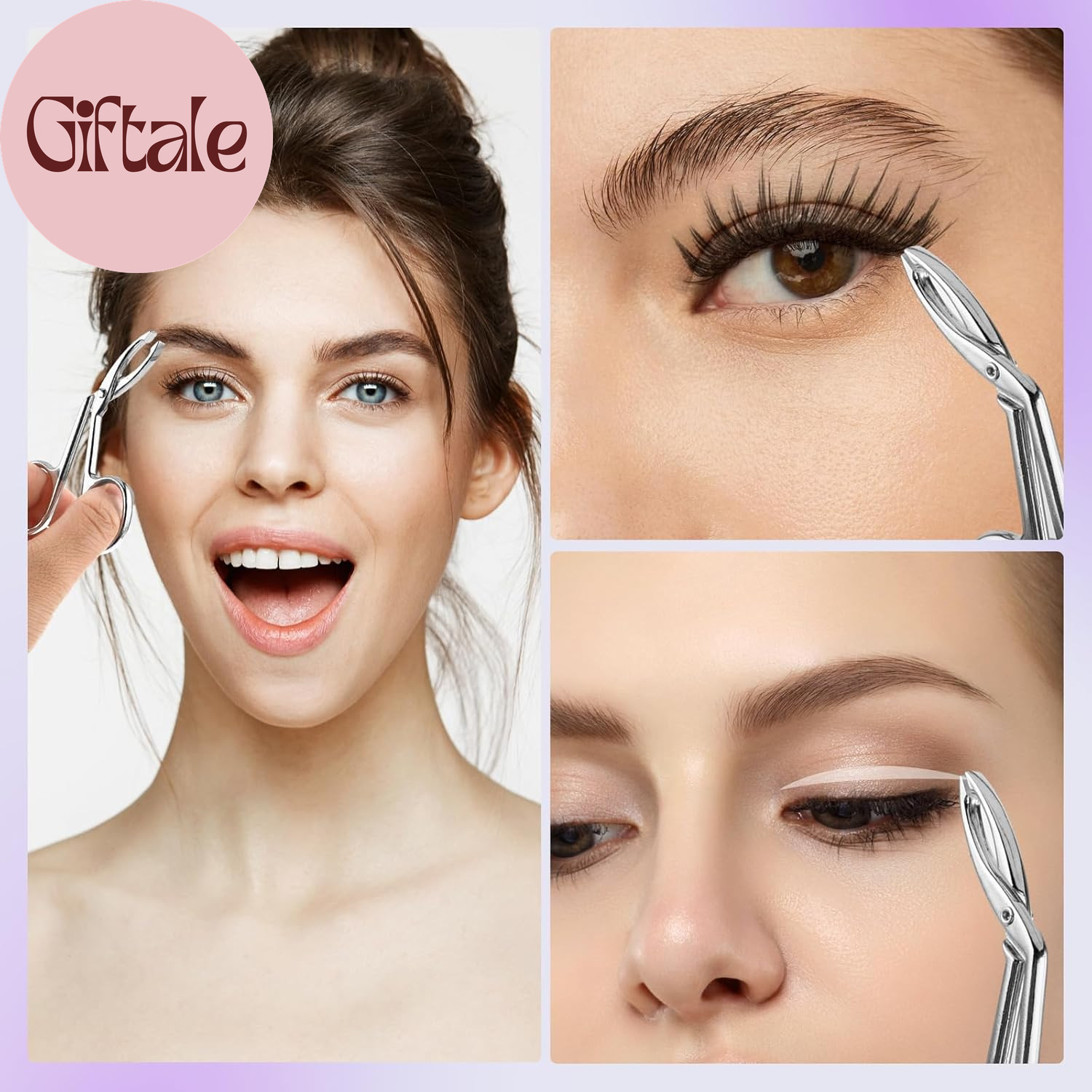 4 Pieces Eyebrow Tweezers Scissor Handle Set Flat Straight Tip Hair Plucker and
