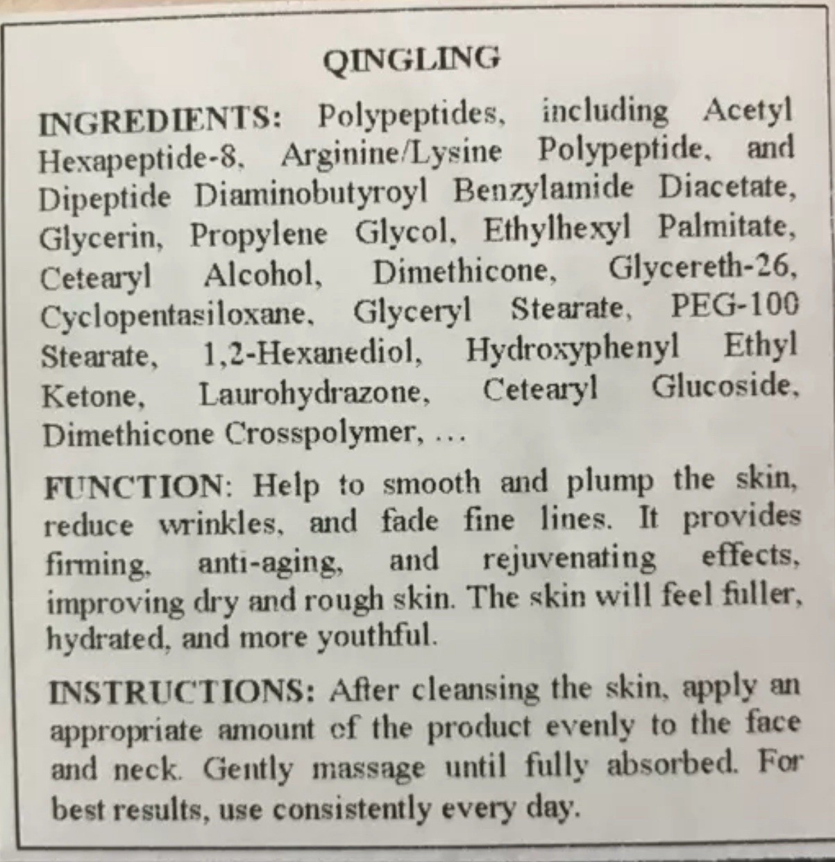 Qingling Anti Aging Crema Para Arrugas, Wrinkle Removal Brighting Clear Skin