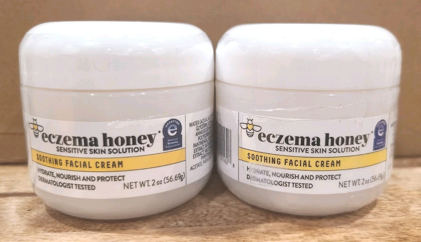 Lot Of 2 ECZEMA HONEY Soothing Facial Cream-Natural Dry Skin Repair Lotion 2 Oz