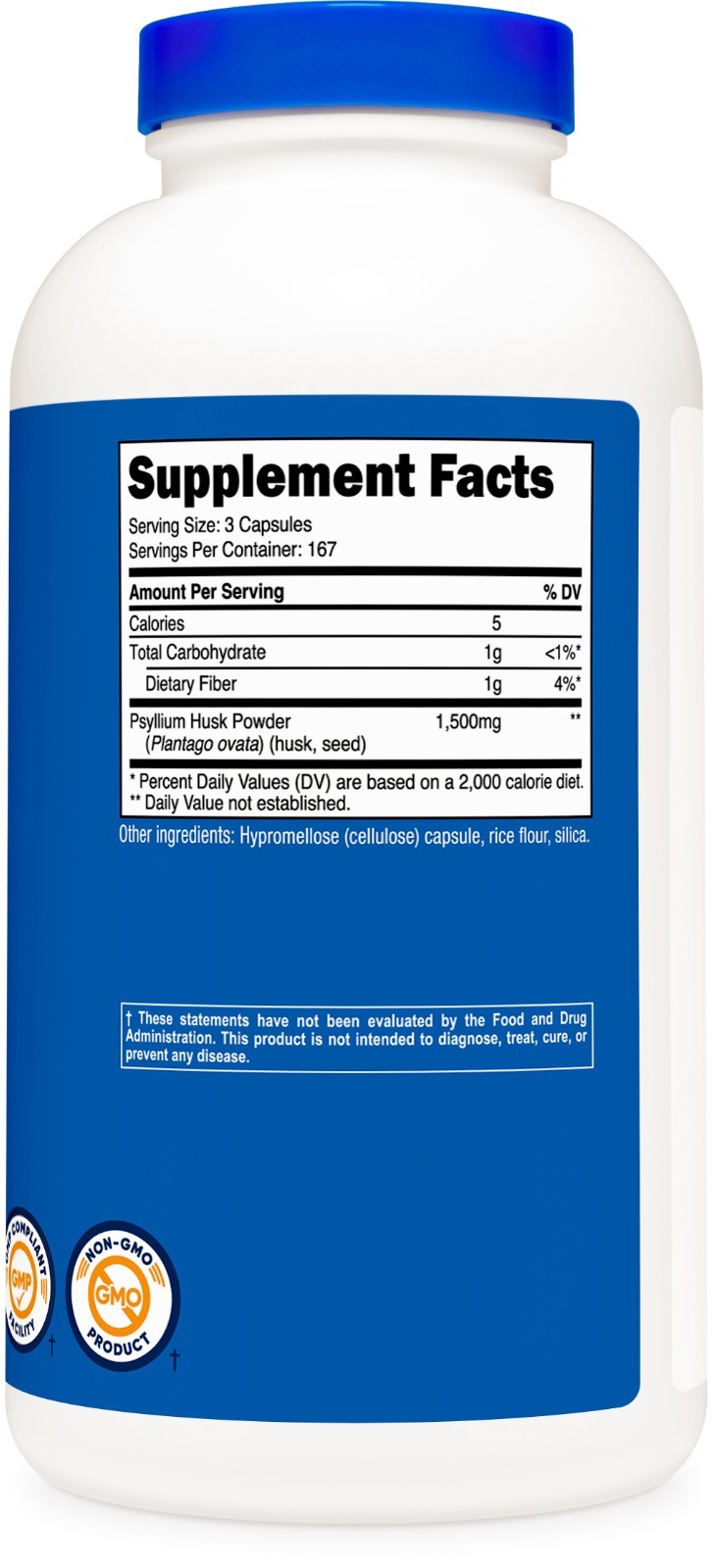 Nutricost Psyllium Husk 1500mg Per Serving, 500 Capsules – Non-GMO & Gluten Free