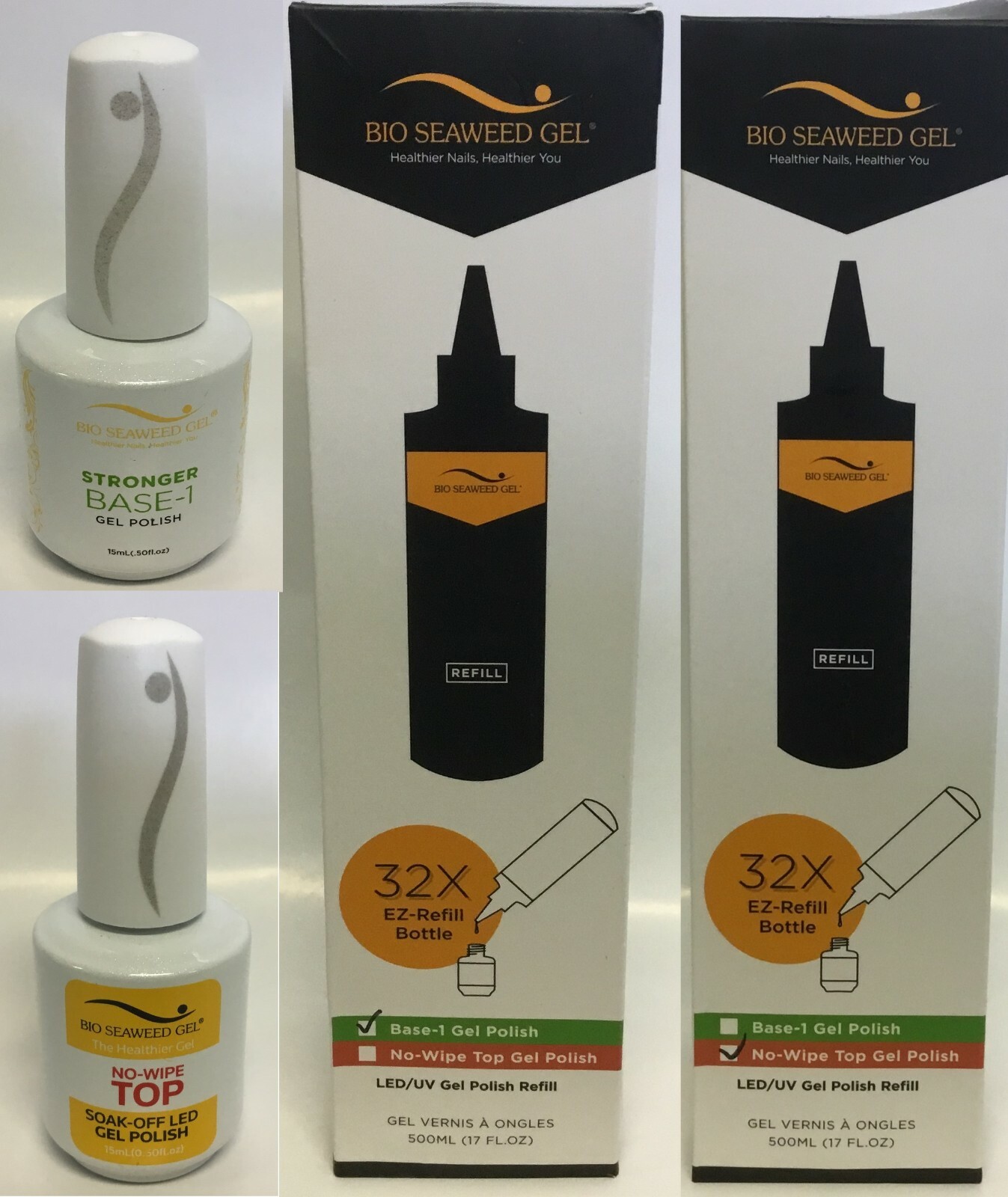 Bio seaweed Soak Off Gel Top & base No wipe Top Stronger Base-1