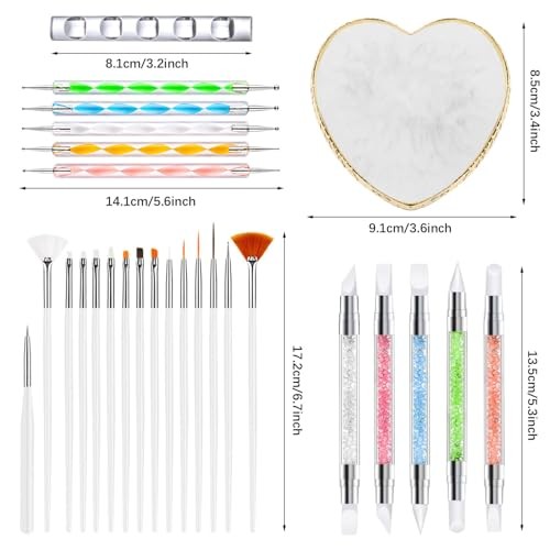 Nail Art Tools 27Pcs Set,Nail Art Brush,Resin Nail Art A5#White Style 3