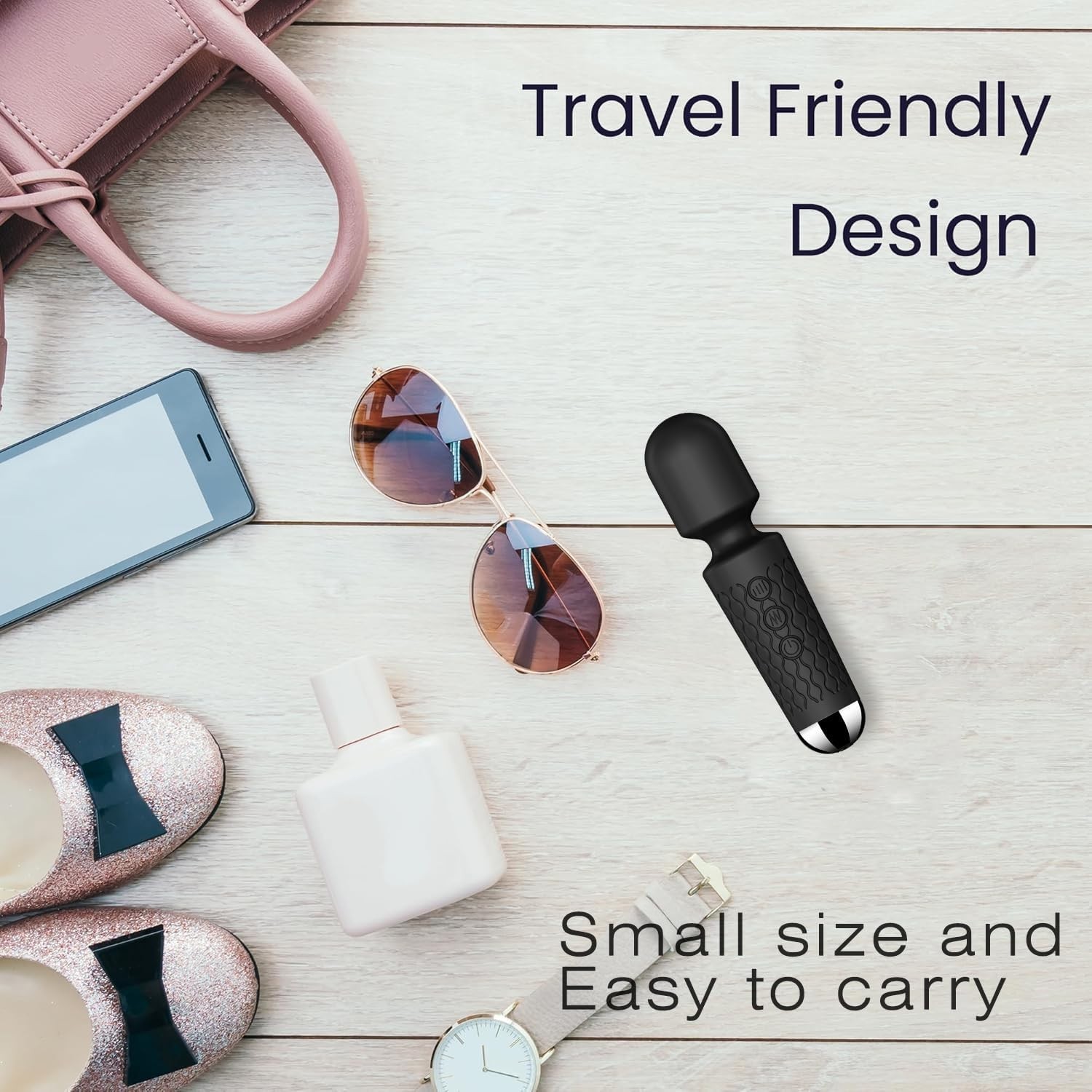 Mini Cordless Handheld Massager 20+8 Vibration Modes Travel Stress Relief