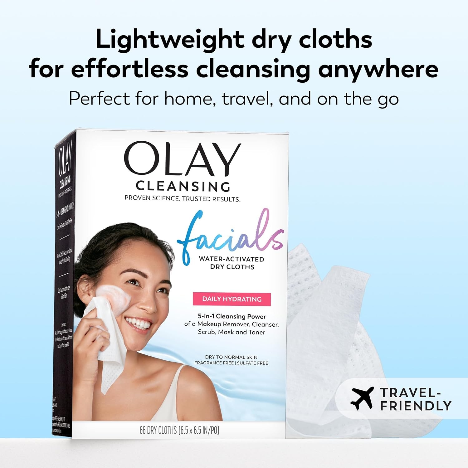 Olay Makeup Remover Wipes, Daily Facials Hydrating Face Cleanser for Normal to D
