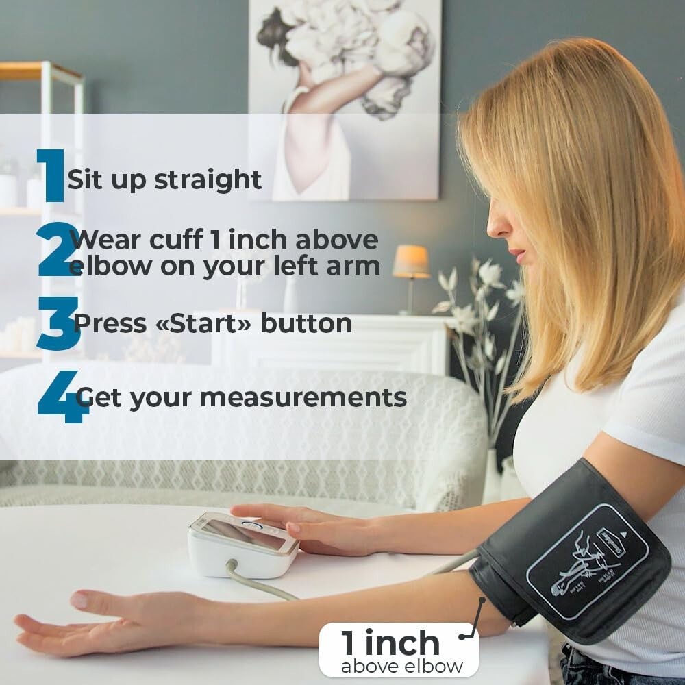 Large LCD Blood Pressure Monitor – 120 Memory Sets & Voice Broadcast Included