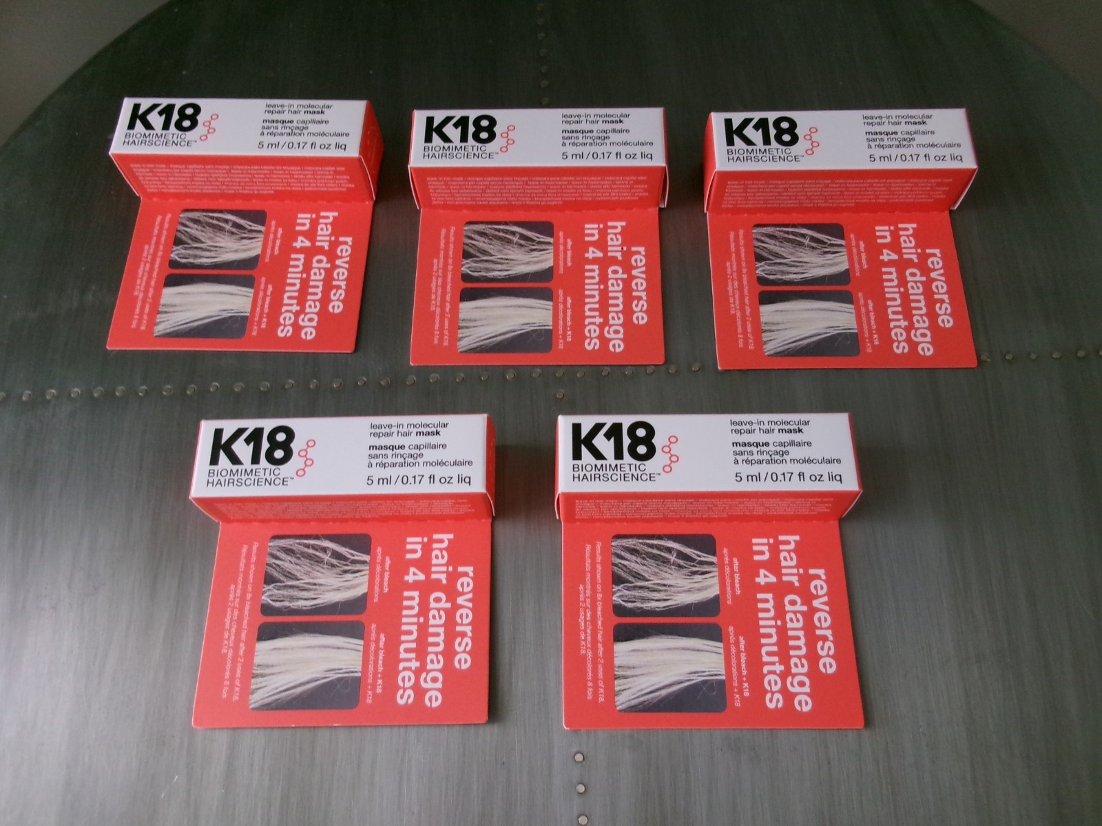 lot of 5 K18 Leave In Molecular Repair Hair Mask 5ml /.17 oz Hair Treatment