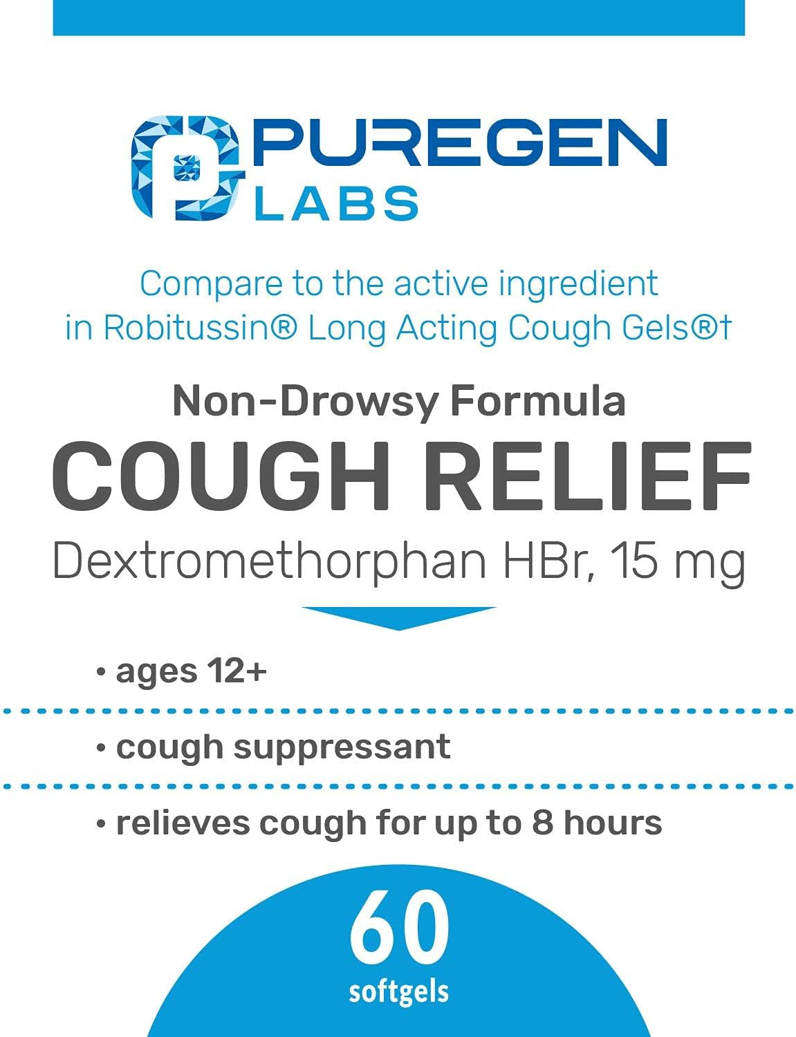 Cough Relief 15mg Softgels – 8-Hour Non-Drowsy Formula