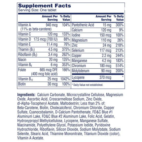 300 TABLETS 1 – One A Day Men’s 50+ Healthy Advantage Multivitamin/Multimineral