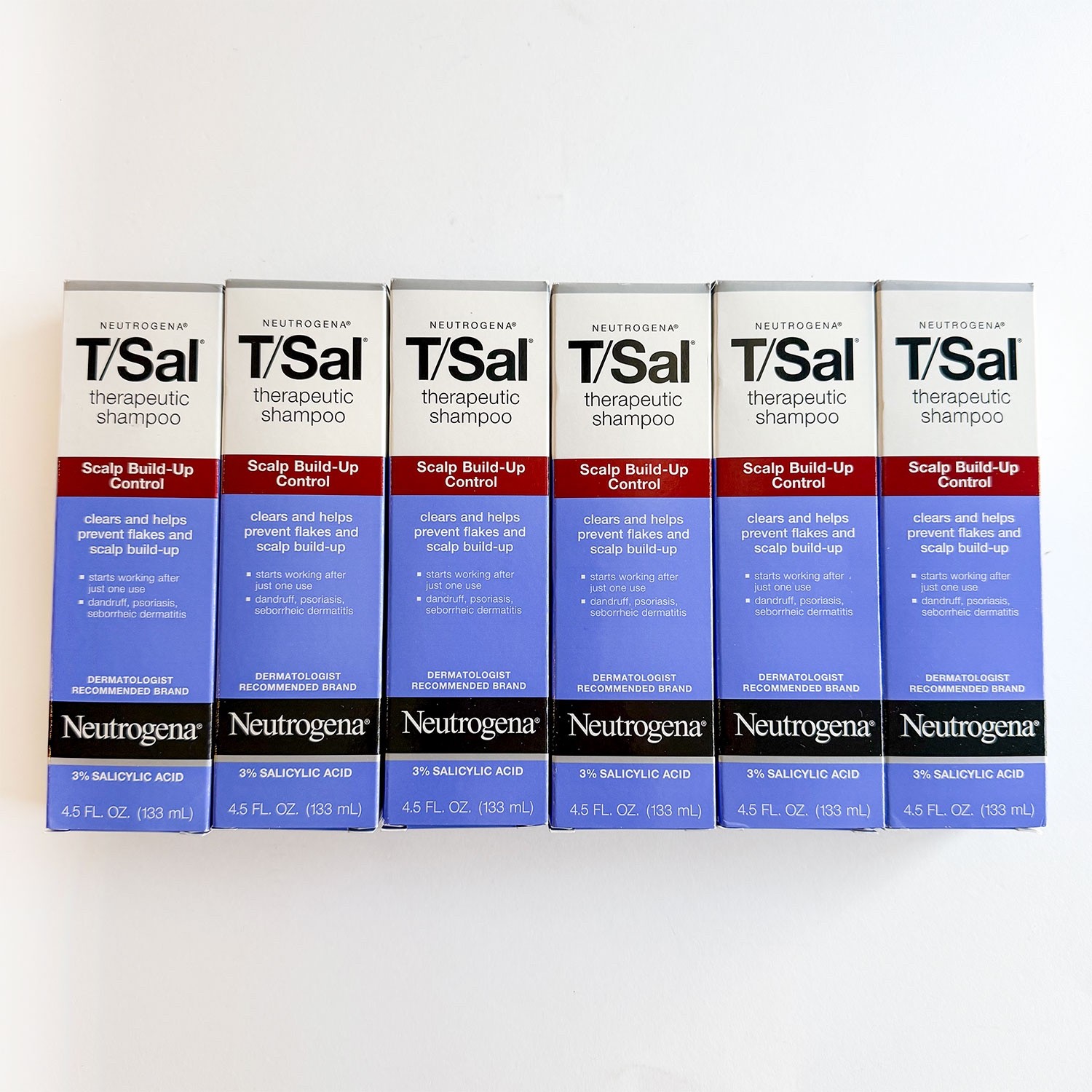 6 Pack Neutrogena T/Sal Therapeutic Shampoo for Dandruff Scalp Psoriasis 4.5oz