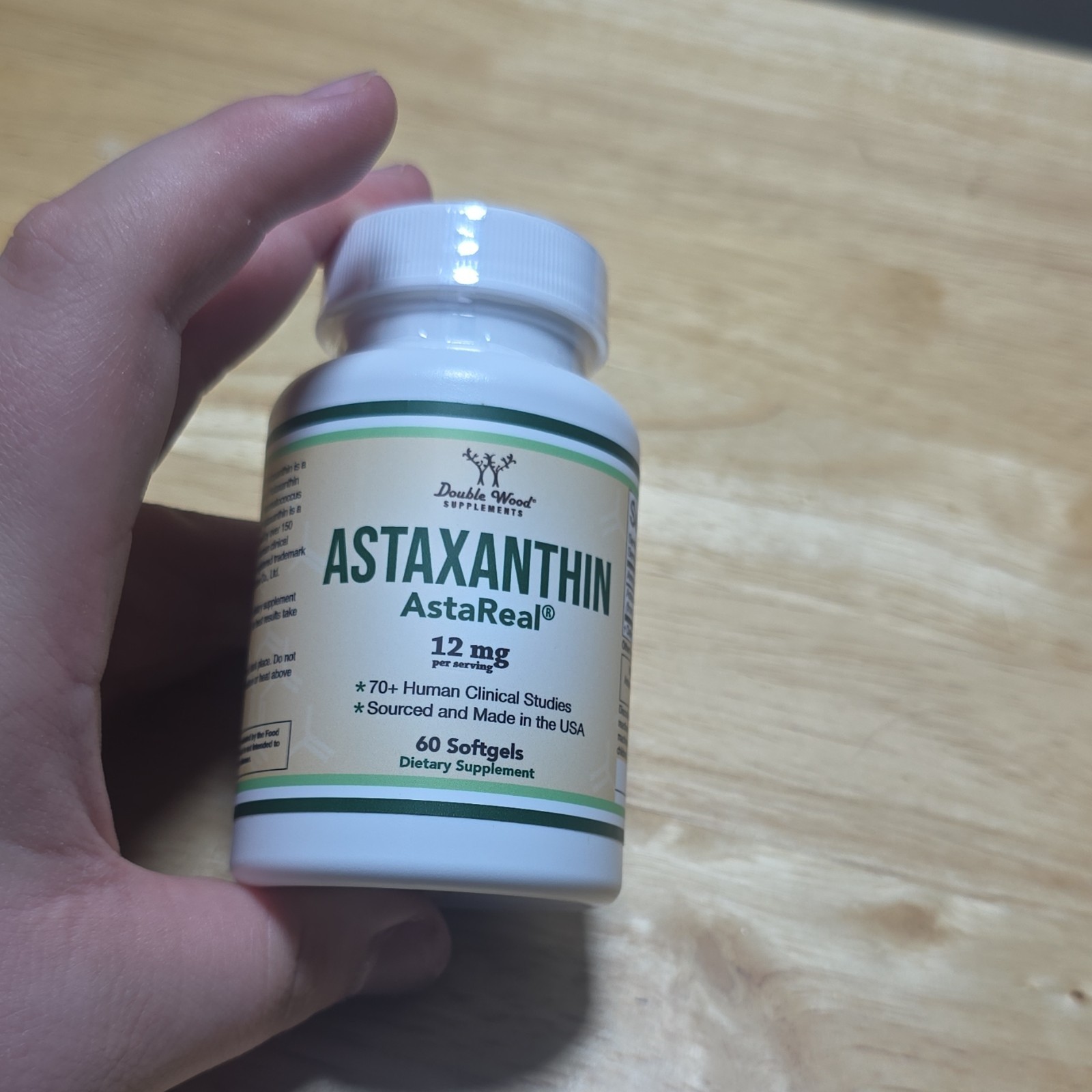 Double Wood Supplements Astaxanthin AstaReal 12mg 60 Softgels Keto