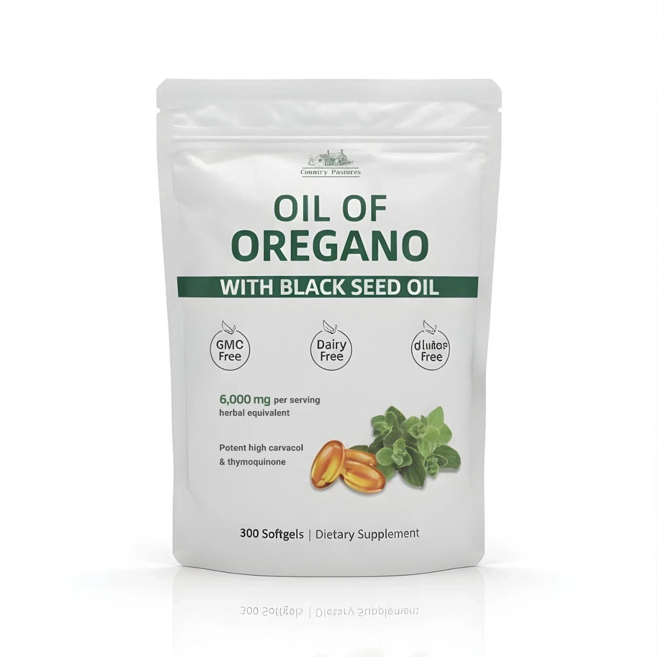 Oregano & Black Seed Oil 6000mg – 300 Softgels – New Herbal Supplement Capsules