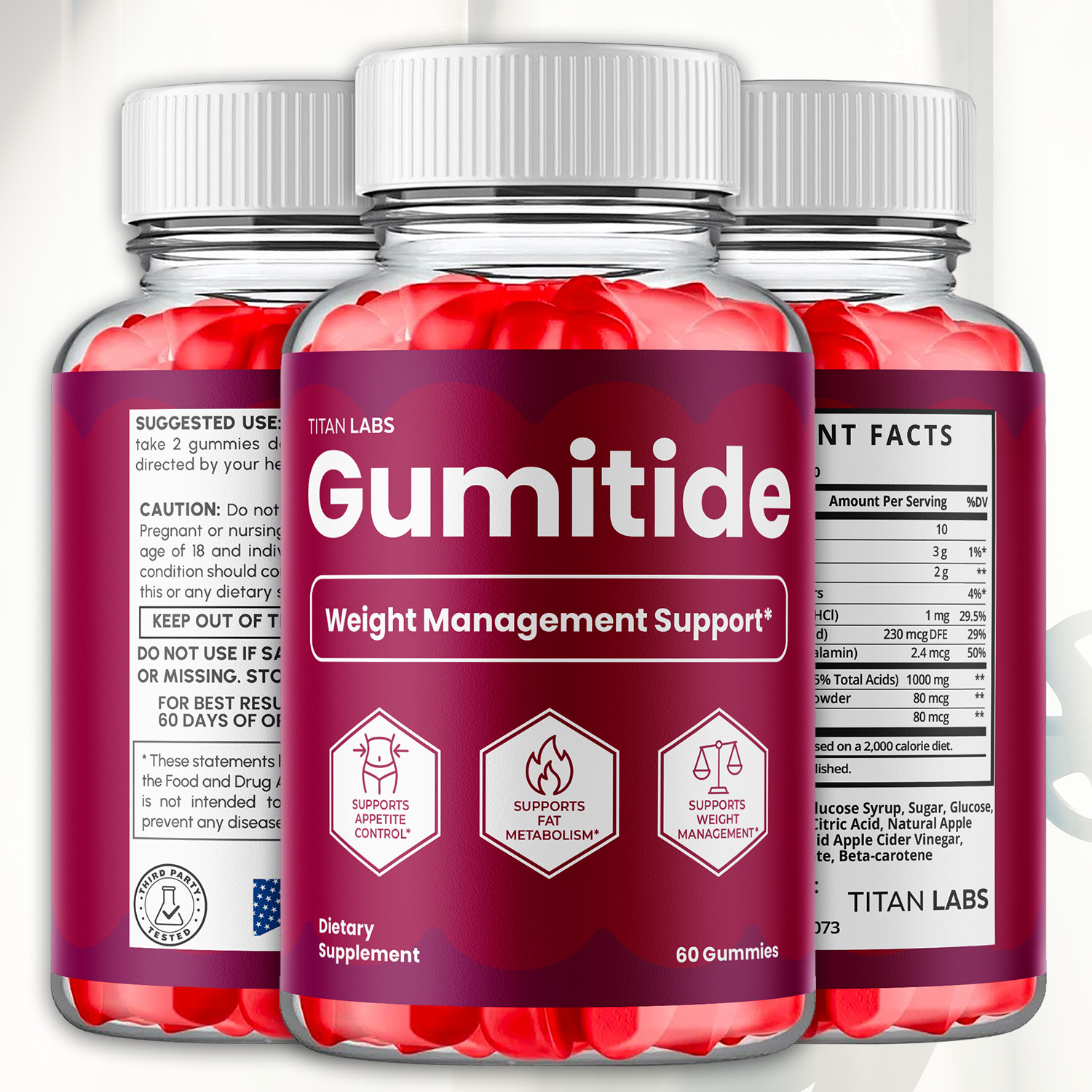 (3 Pack) Gumitide ACV Gummys 1000MG Advanced Gumi Tide Supplement 180 Gummies