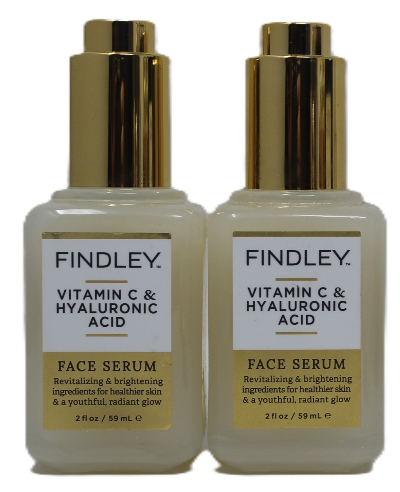 x2 Findley Vitamin C & Hyaluronic Acid Face Serum Animal Cruelty Free 2 oz New