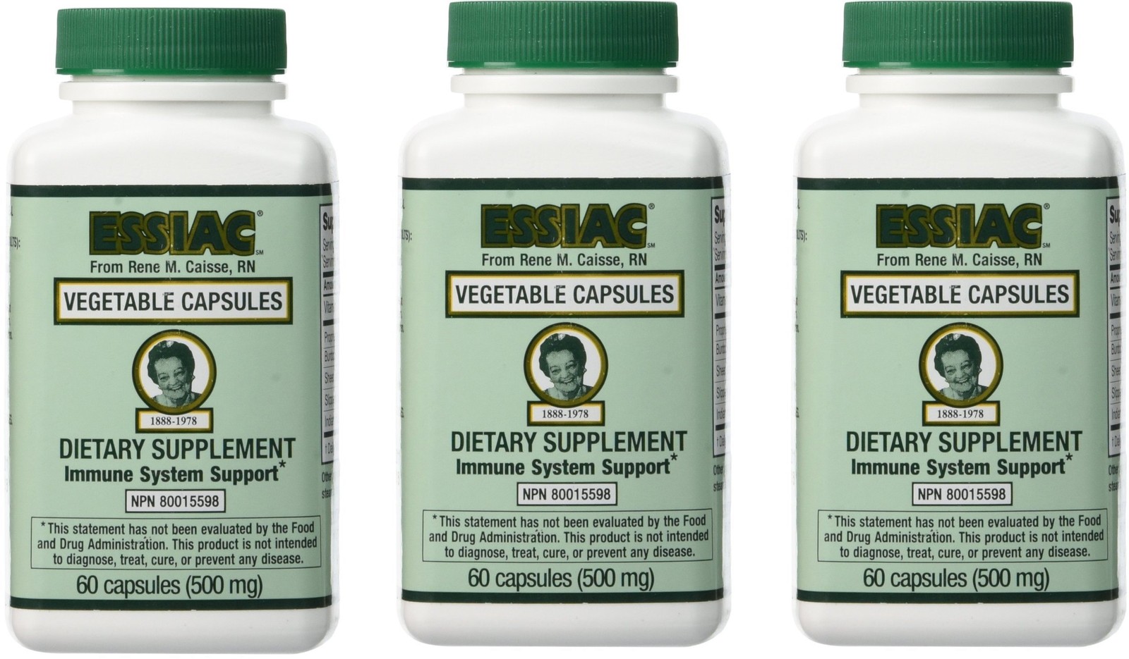 Essiac Vegetable Caps 60 Count Pack of 3 180 Total Capsules