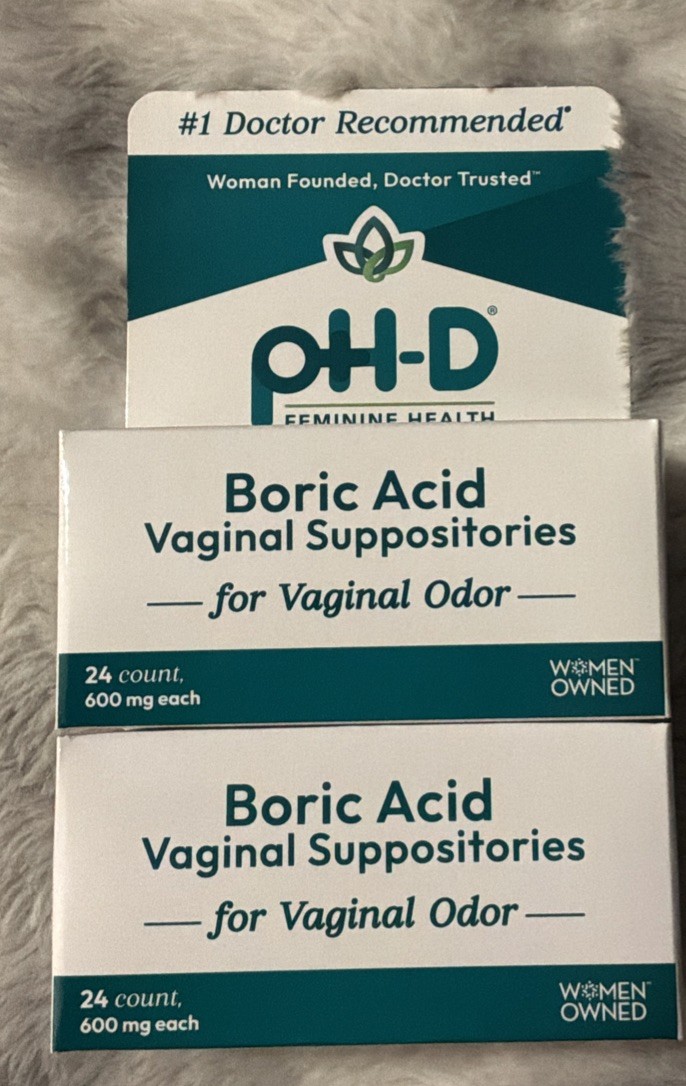 Boric Acid Vaginal Suppositories 600 mg 2 x 24ct, Best By 2/2028, FREE SHIPPING!