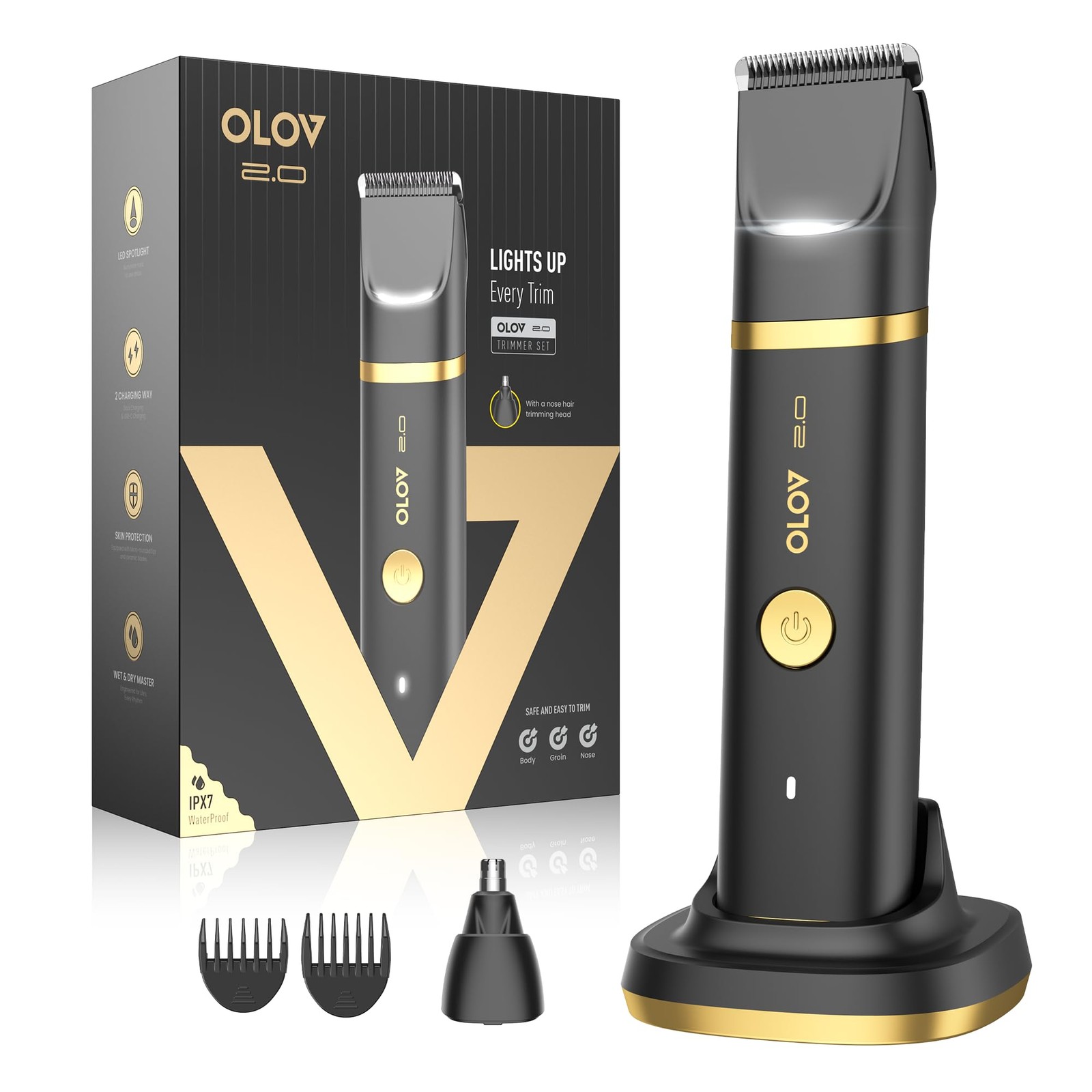 Olov 2.0 Groin Body Hair Trimmer For Men – Electric Shaver For Pubic Hair Chest