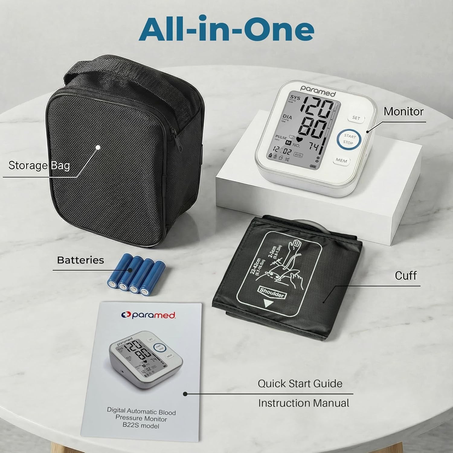 Large LCD Blood Pressure Monitor – 120 Memory Sets & Voice Broadcast Included