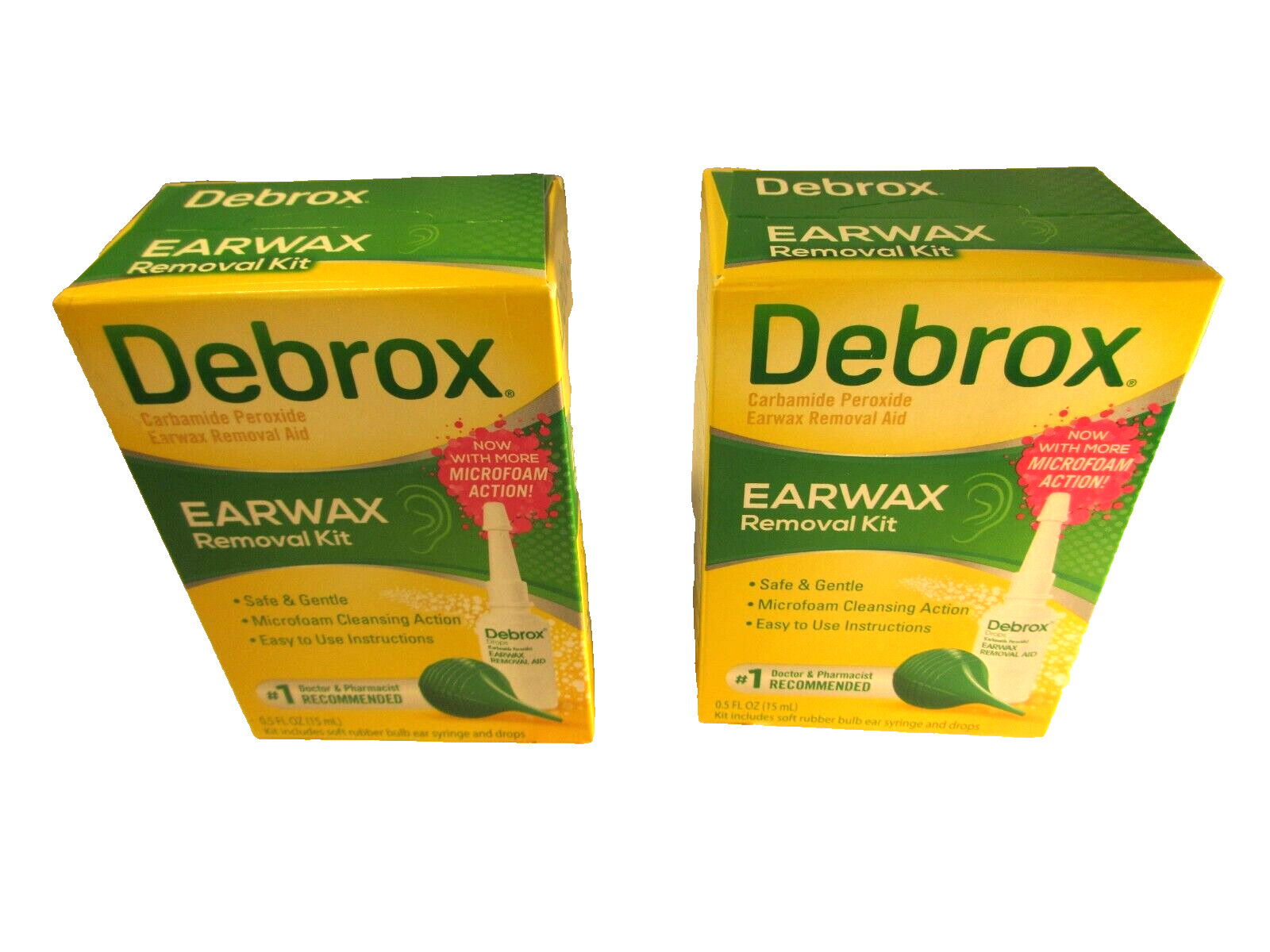 2 NEW BOXES Debrox Earwax Removal Kit, Includes Drops and Ear Syringe Bulb 12/25