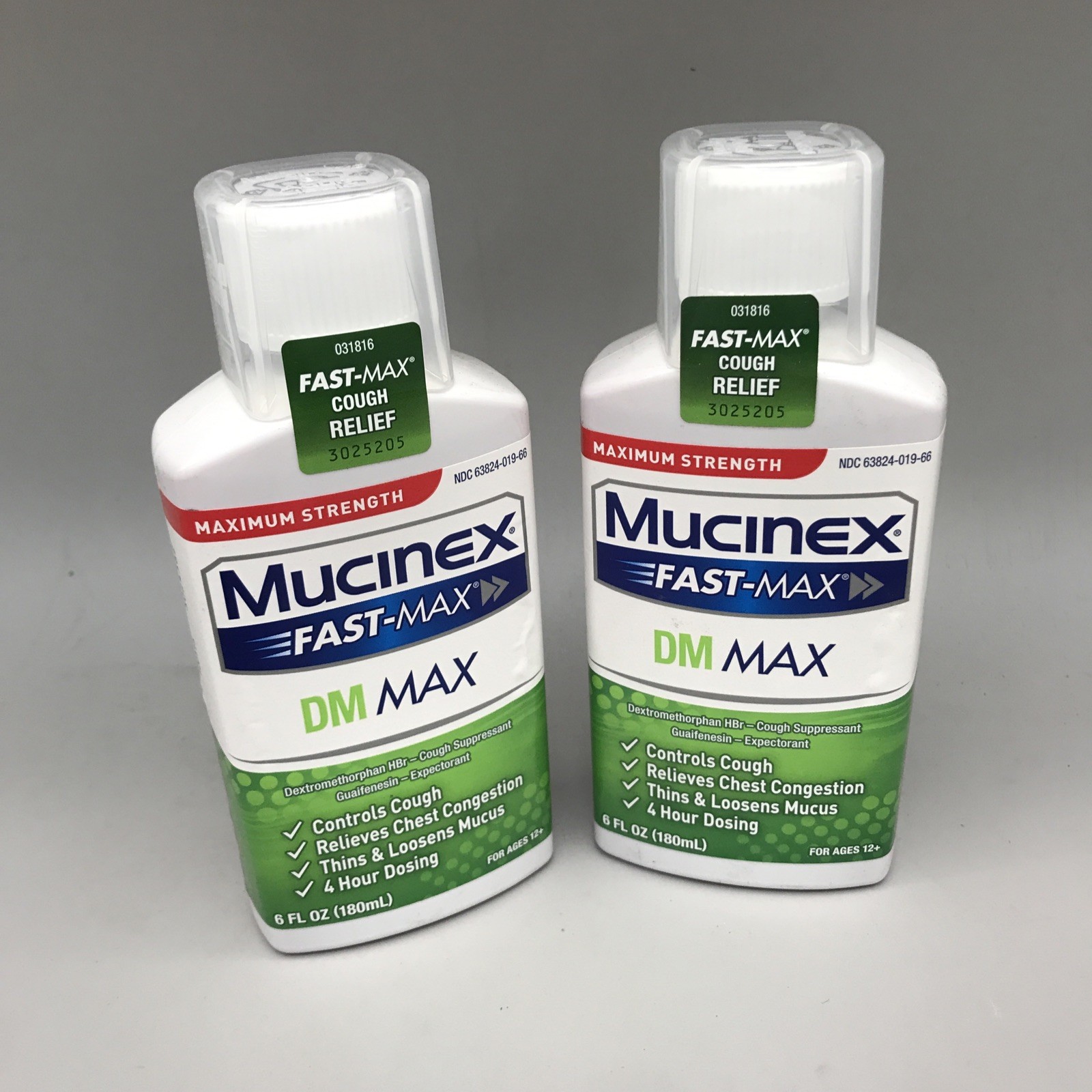 2 Pack MUCINEX Fast Max DM MAX Cough Relief Chest Congestion Exp 12/26
