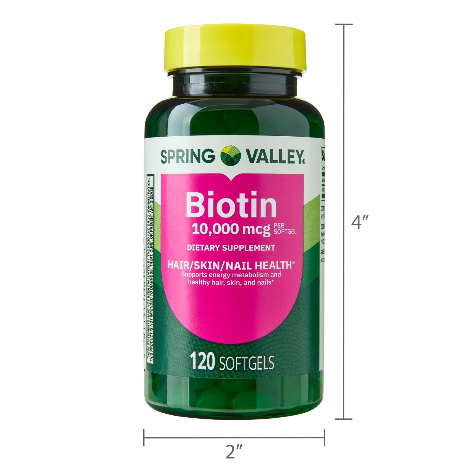Spring Valley Biotin 10,000 mcg Softgels Hair Skin Nails Support, 120 Ct