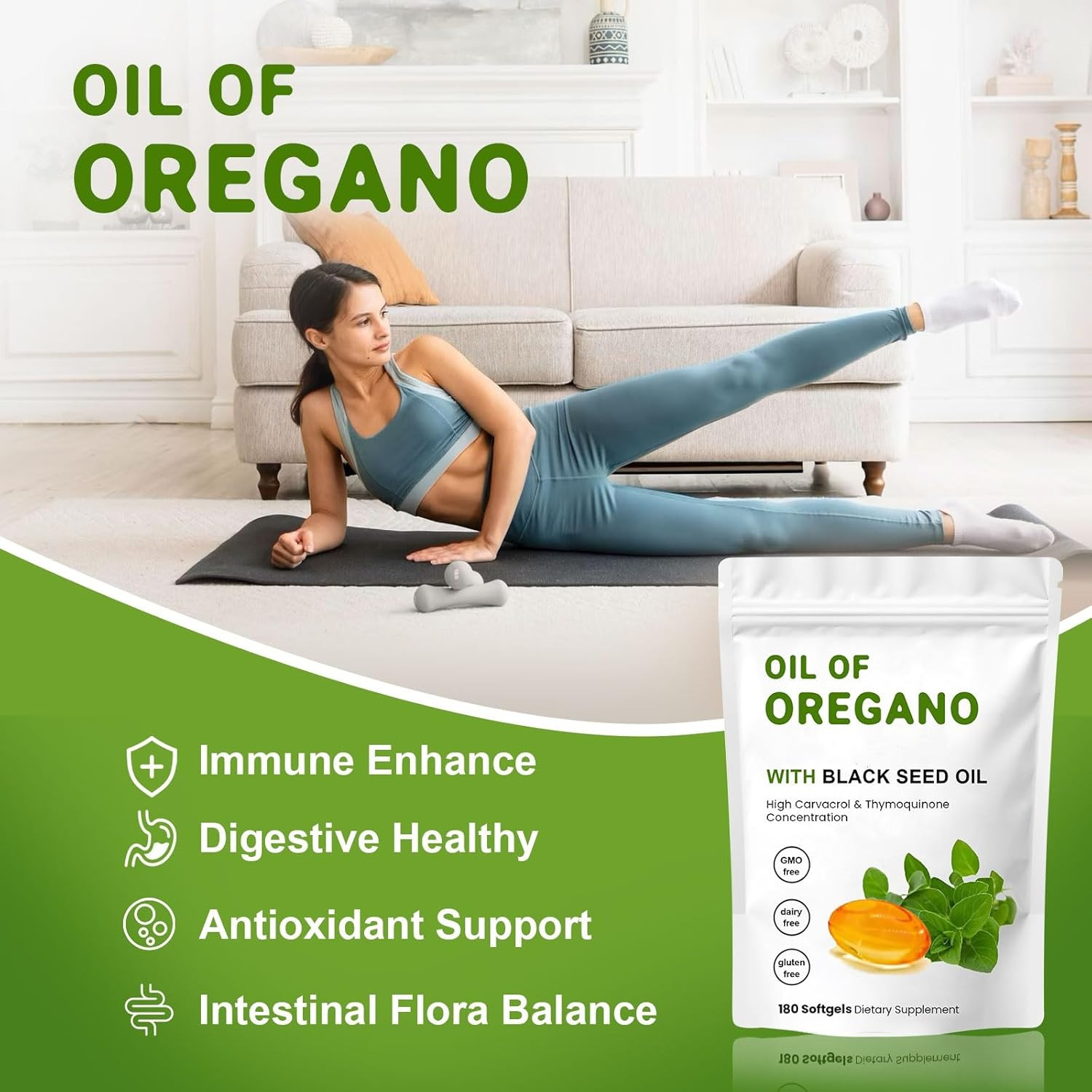 Resilia Oil Of Oregano With Black Seed Oil 180 count 6,000MG