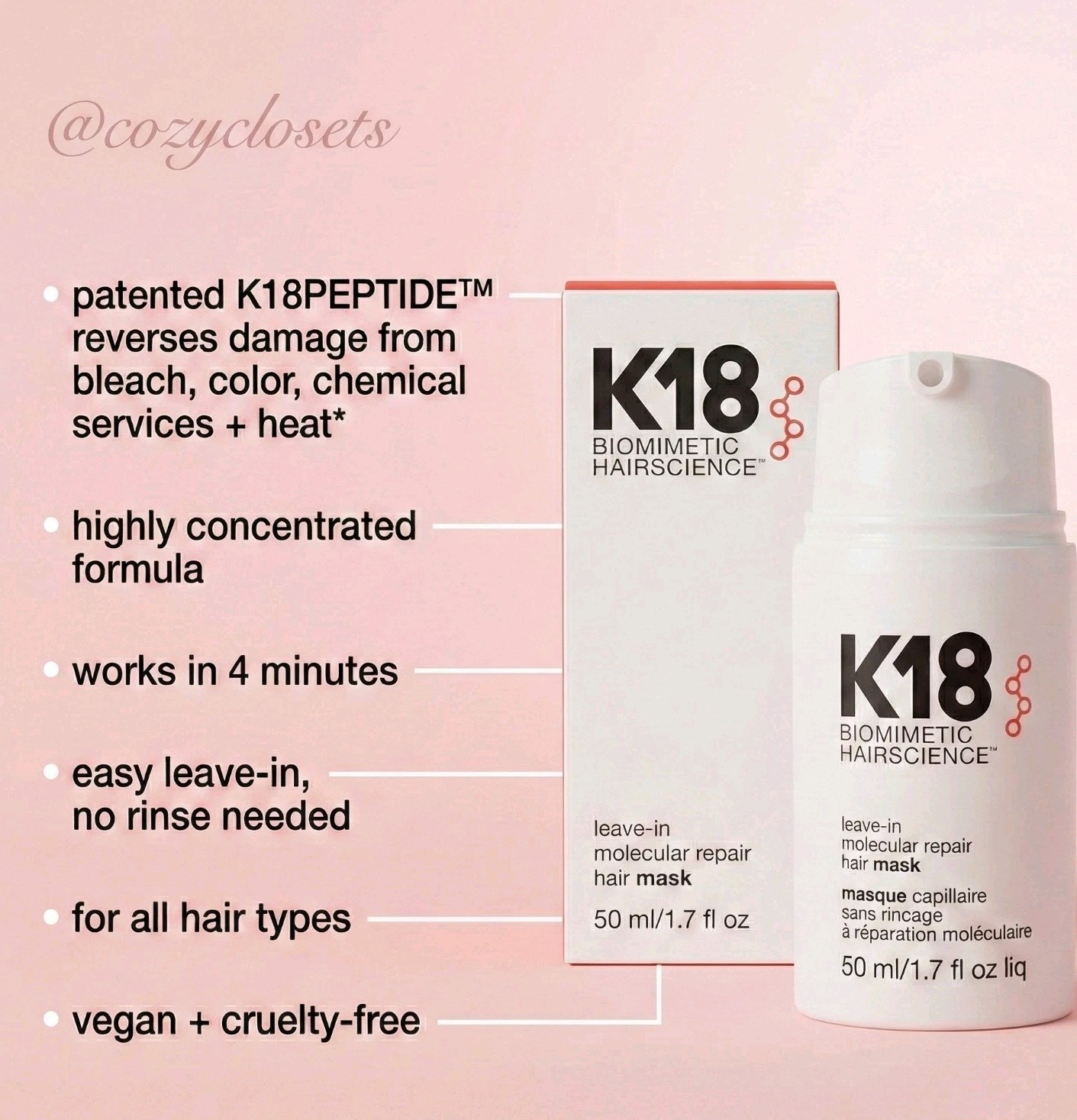 Lot of 3 NEW K18 Leave-In Molecular Repair Hair Mask 50ml 1.7oz Unboxed Salon