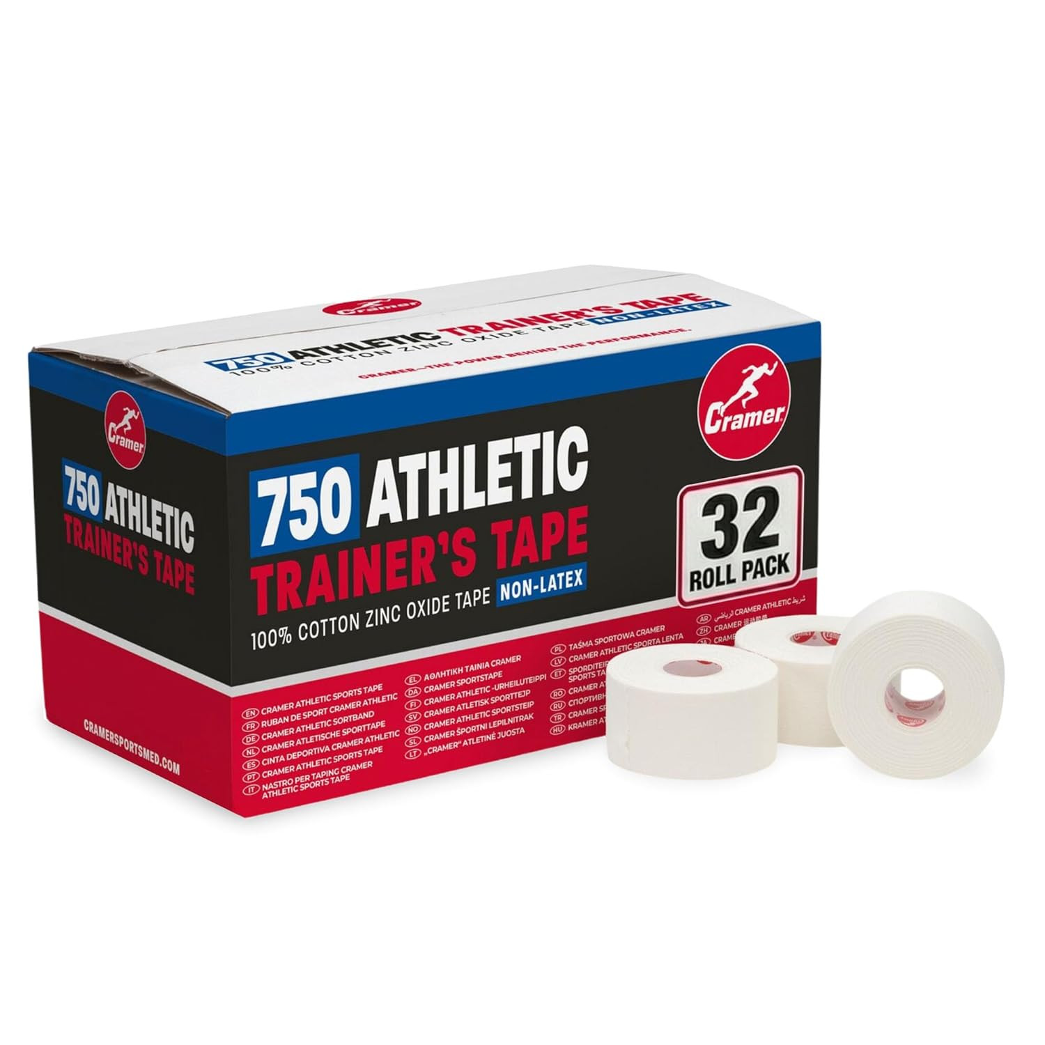 Team Color Athletic Tape, White, Latex-Free, 1.5″ X 15Yds, 32 Roll Bulk Case, Te