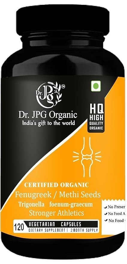 3x Dr. JPG Organic ISO & GMP Certified Methi capsules 500mg 120 Veg Fenugreek