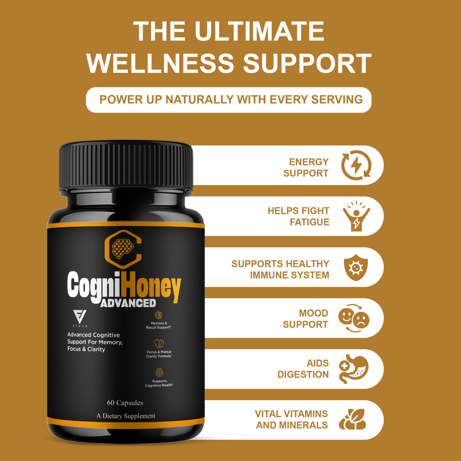 CogniHoney Advanced Capsules, Cogni Honey Cognitive Support (60 Capsules)