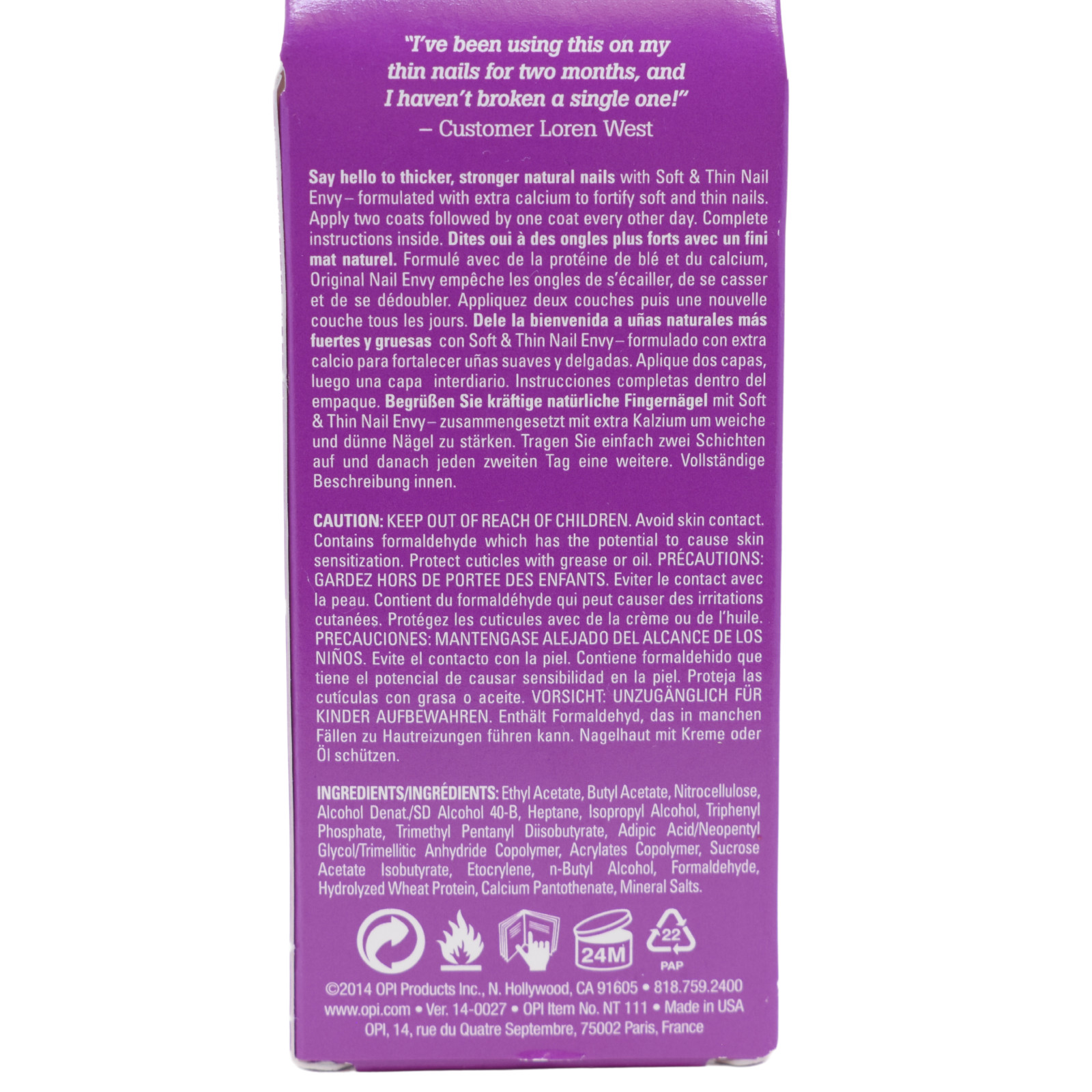 OPI Nail Envy Nail Strengthener – 0.5 Fl Oz / 15 mL – Soft Thin Nails Treatment