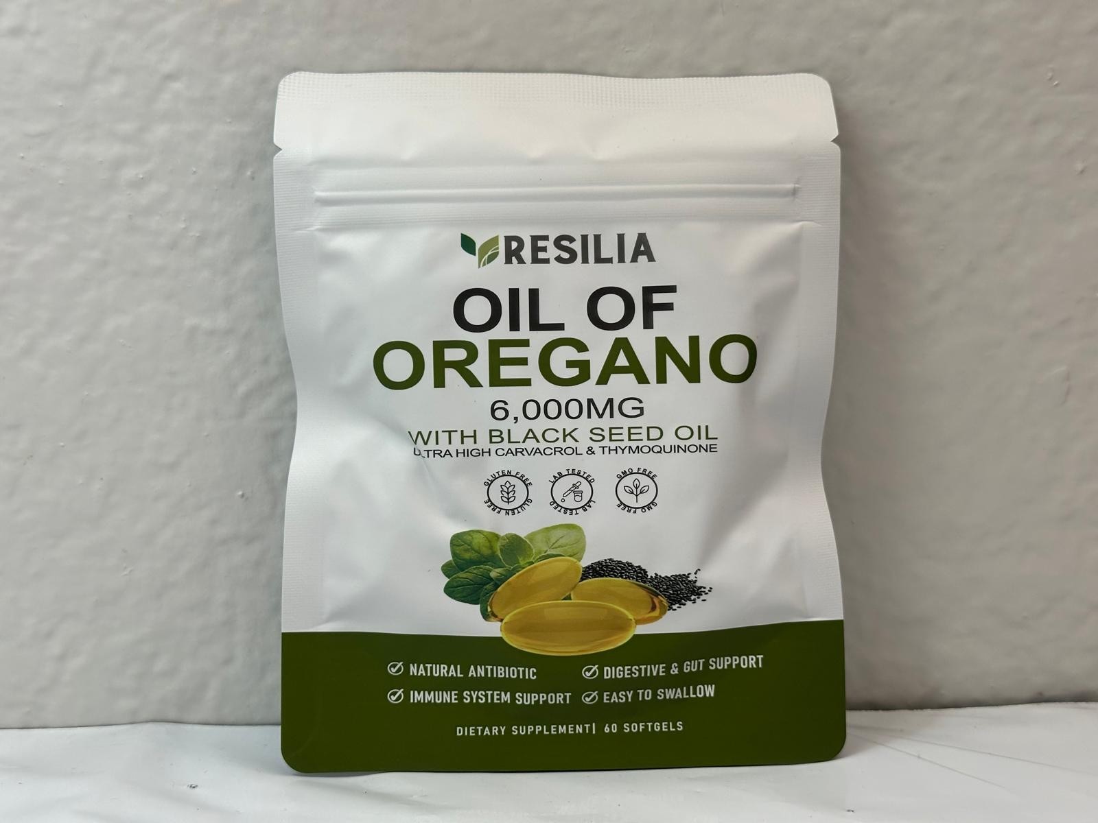 Resilia Oil of Oregano 6000mg with Black Seed Oil Softgels – 60 Capsules 1xPk