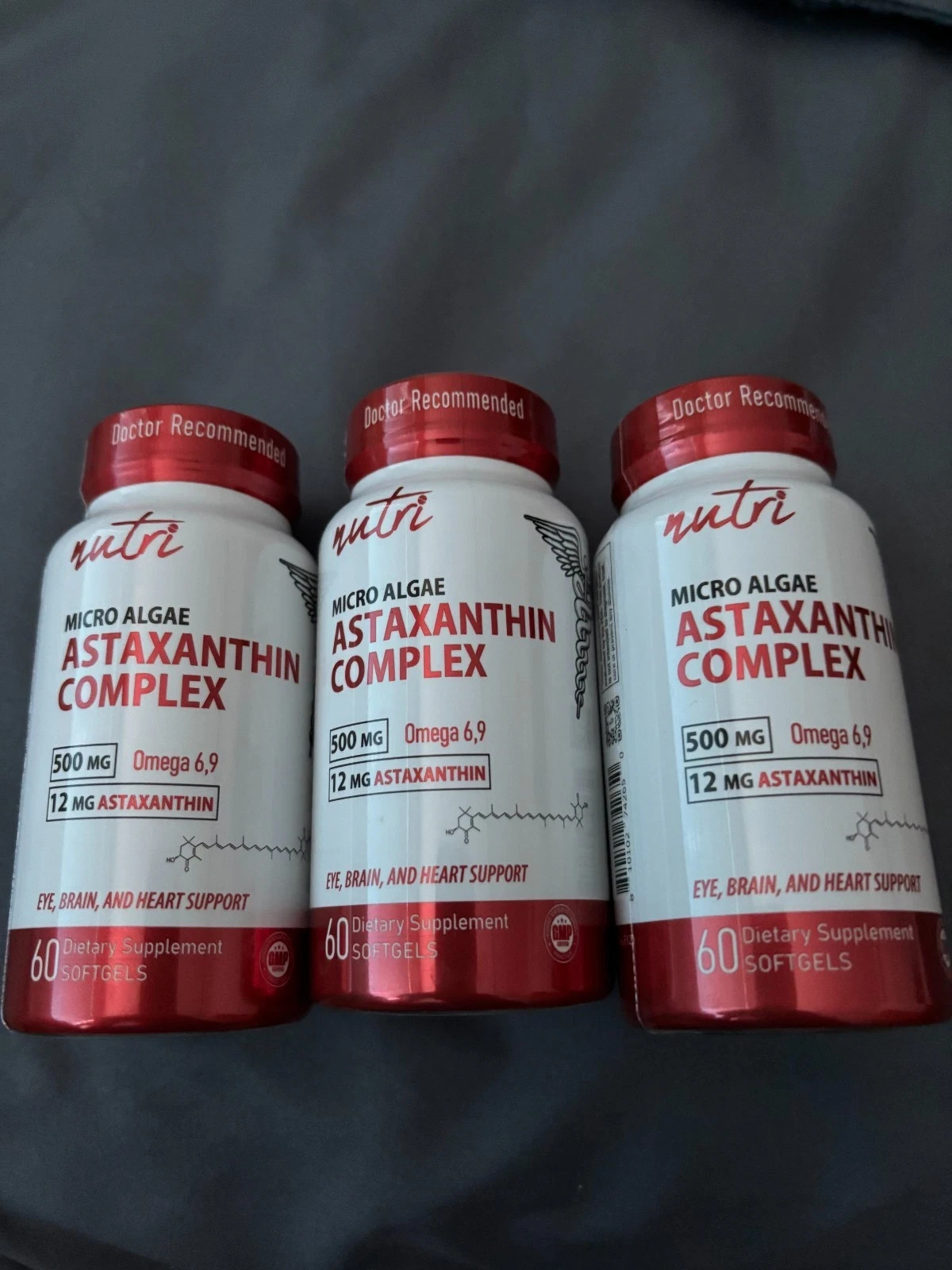 3 BOTTLES Nutri Micro Algae Astaxanthin Complex Antioxidant Eye & Heart 60 Each
