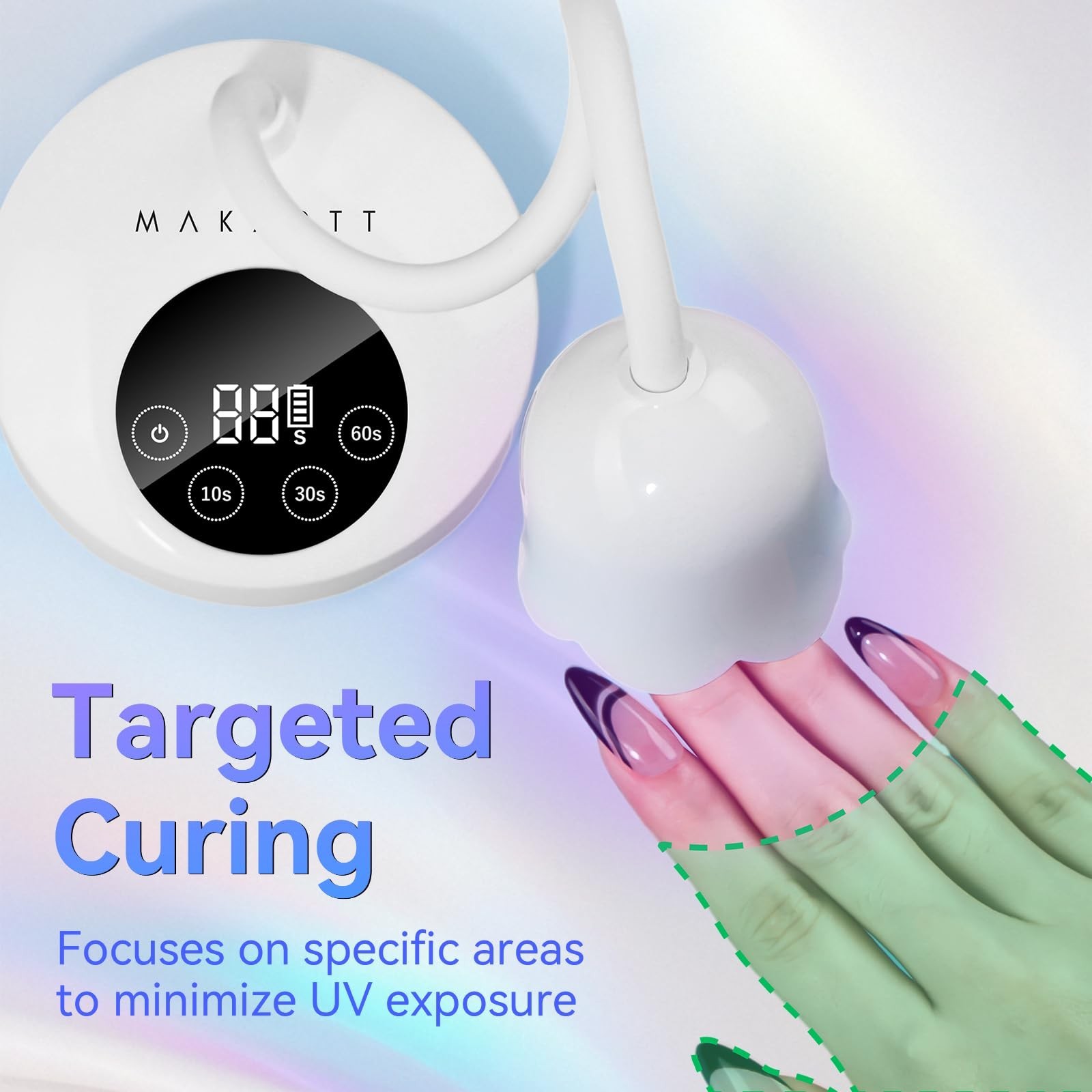 Mini UV Nail Lamp for Gel Polish – Rechargeable LED Nail Dryer with 4 Timers & A