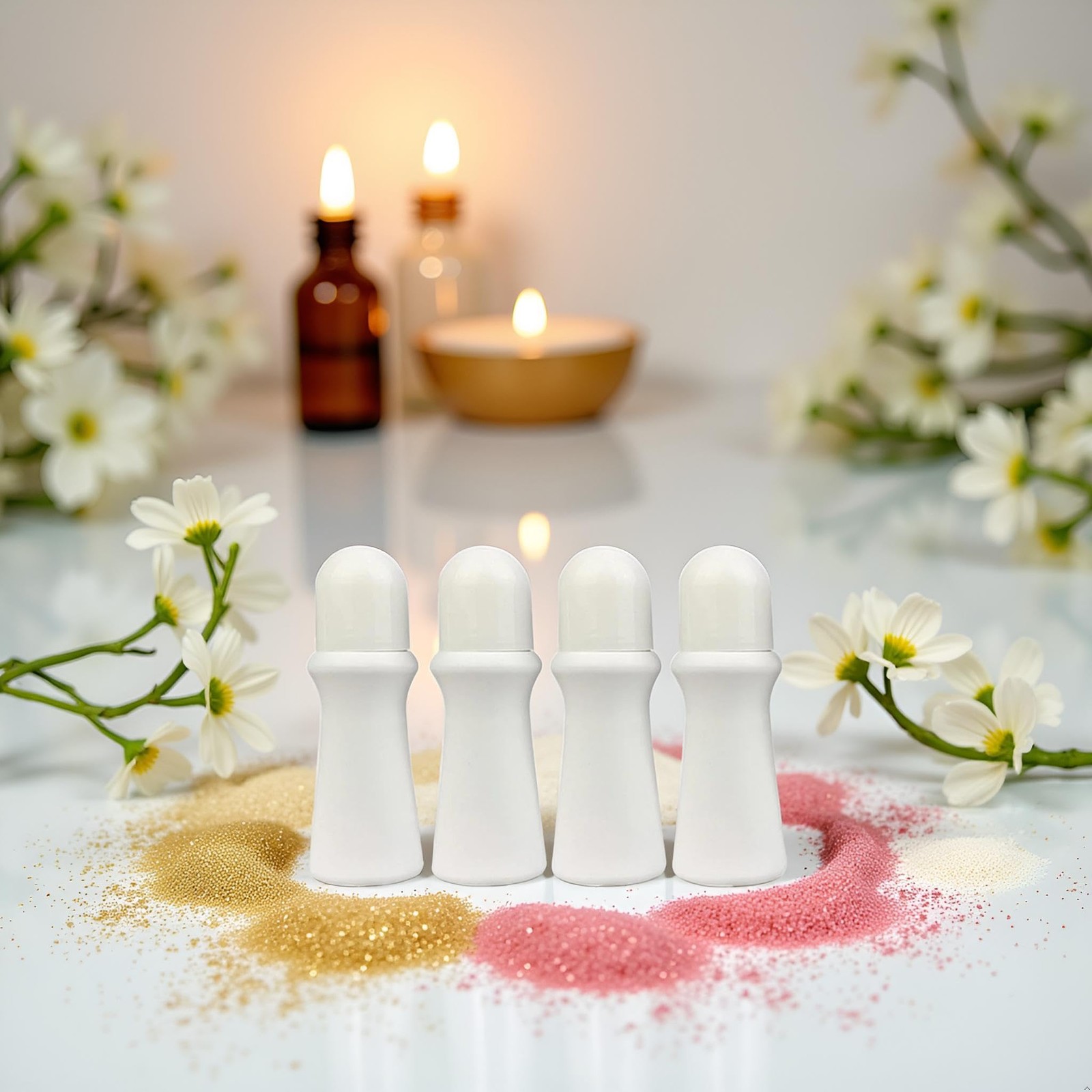 4 Pcs White 75ml Empty Refillable Roller Bottle Plastic Roll On 75ml, white