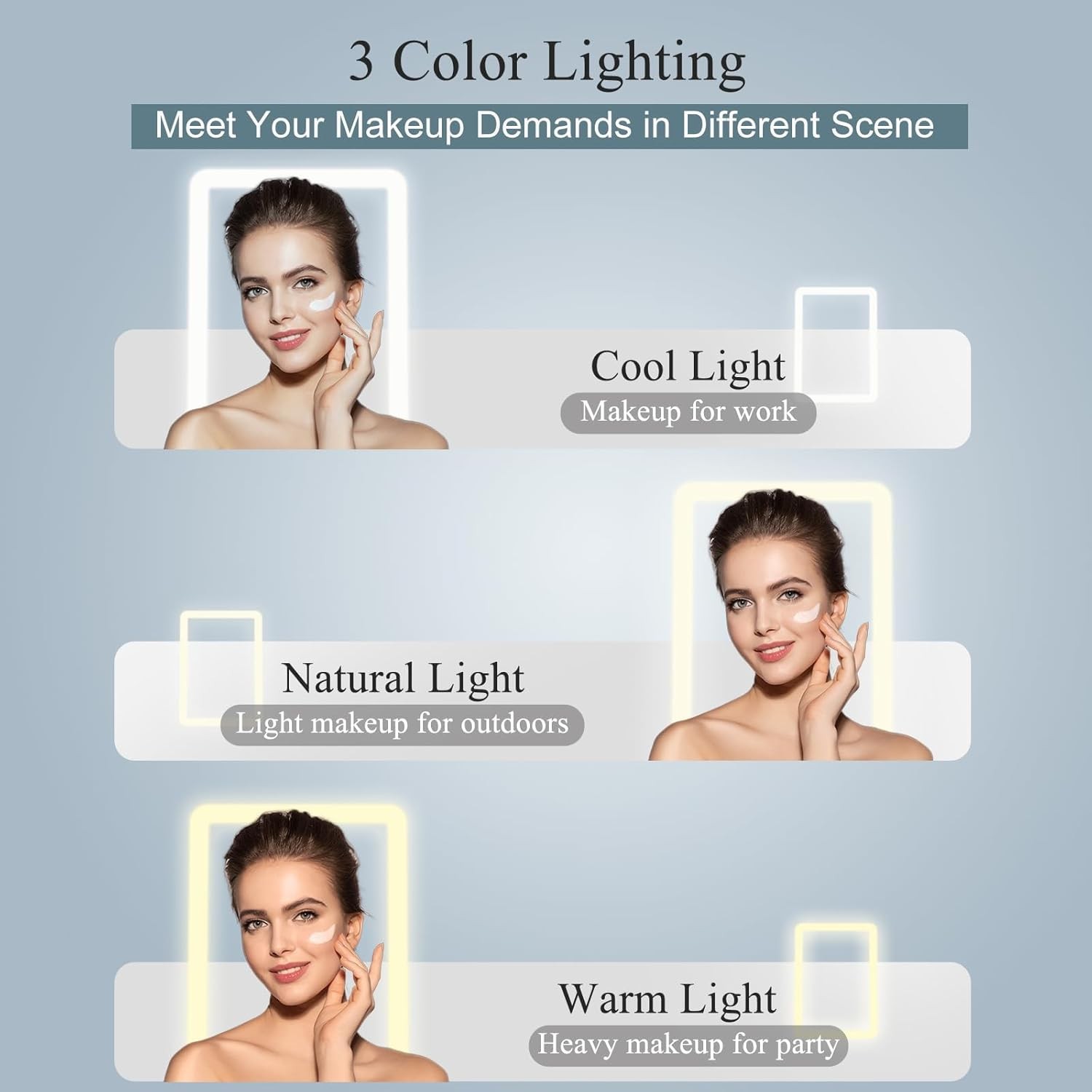 Rechargeable Travel Makeup Mirror W/ 72 Led Lights Portable Lighted Beauty