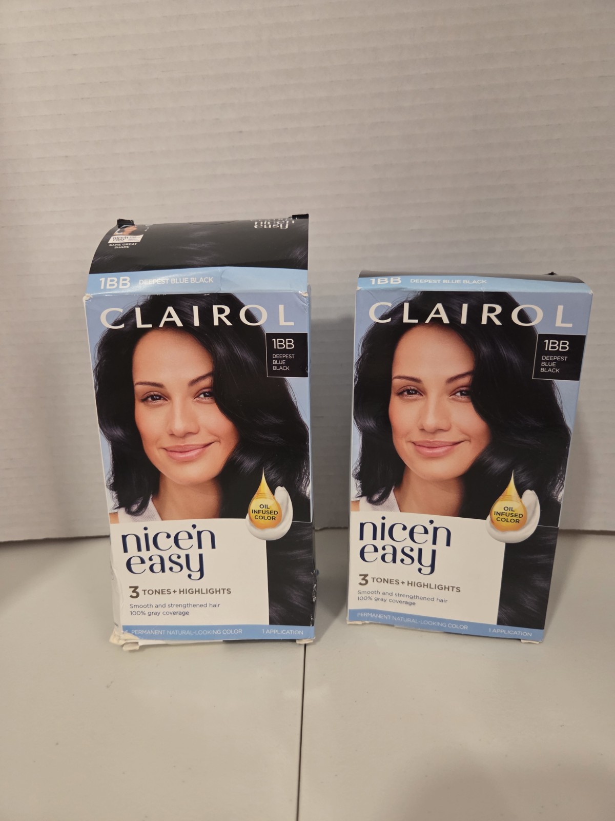 2 Boxes: Clairol Nice n Easy Permanent Hair Color #1BB Deepest Blue Black