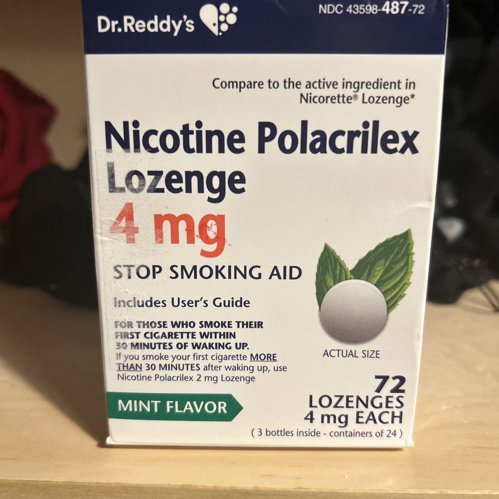 Dr. Reddys Nicotine Polacrilex Lozenge 4 mg Mint 72 CT