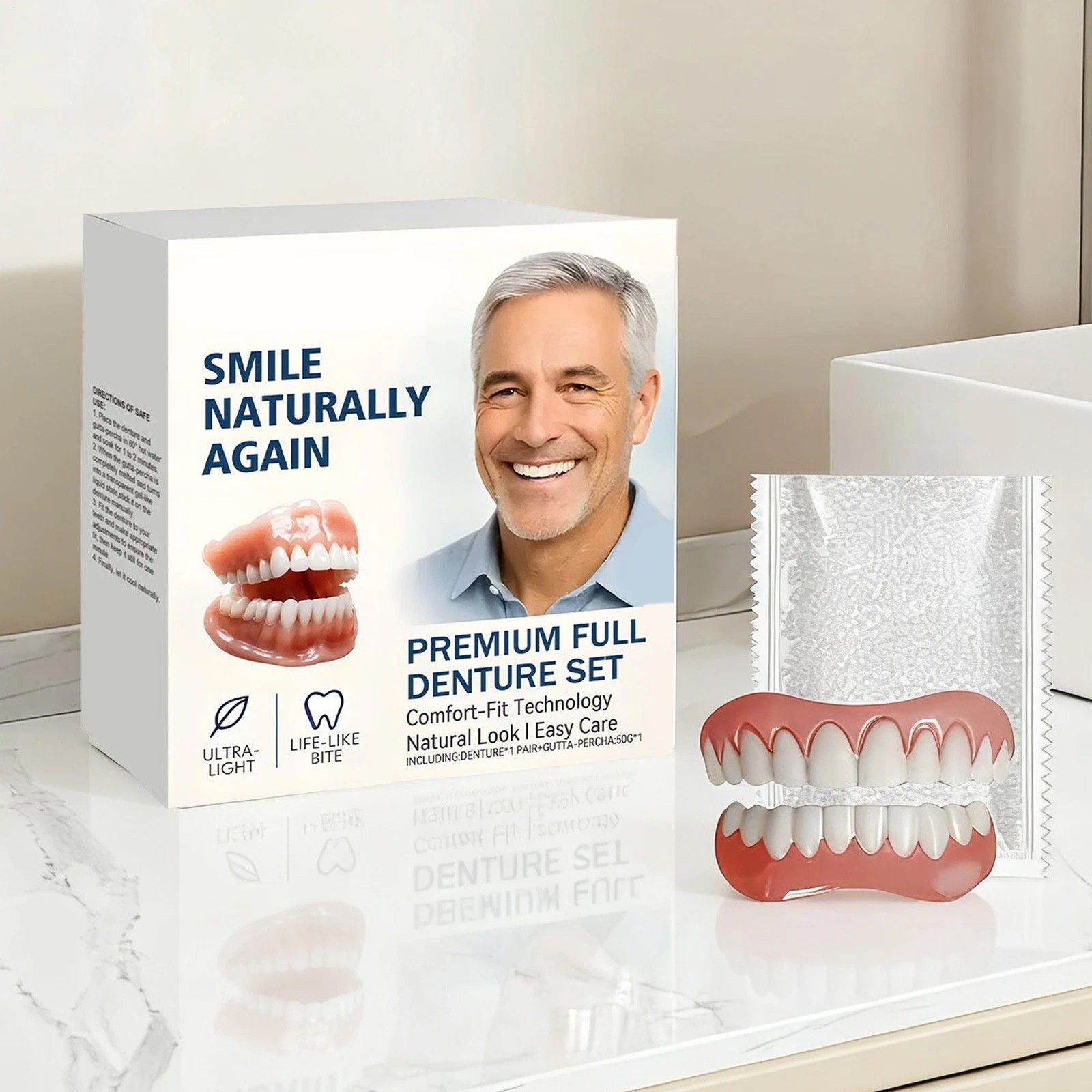 Full Denture Set for Men and Women Upper and Lower Denture False Teeth