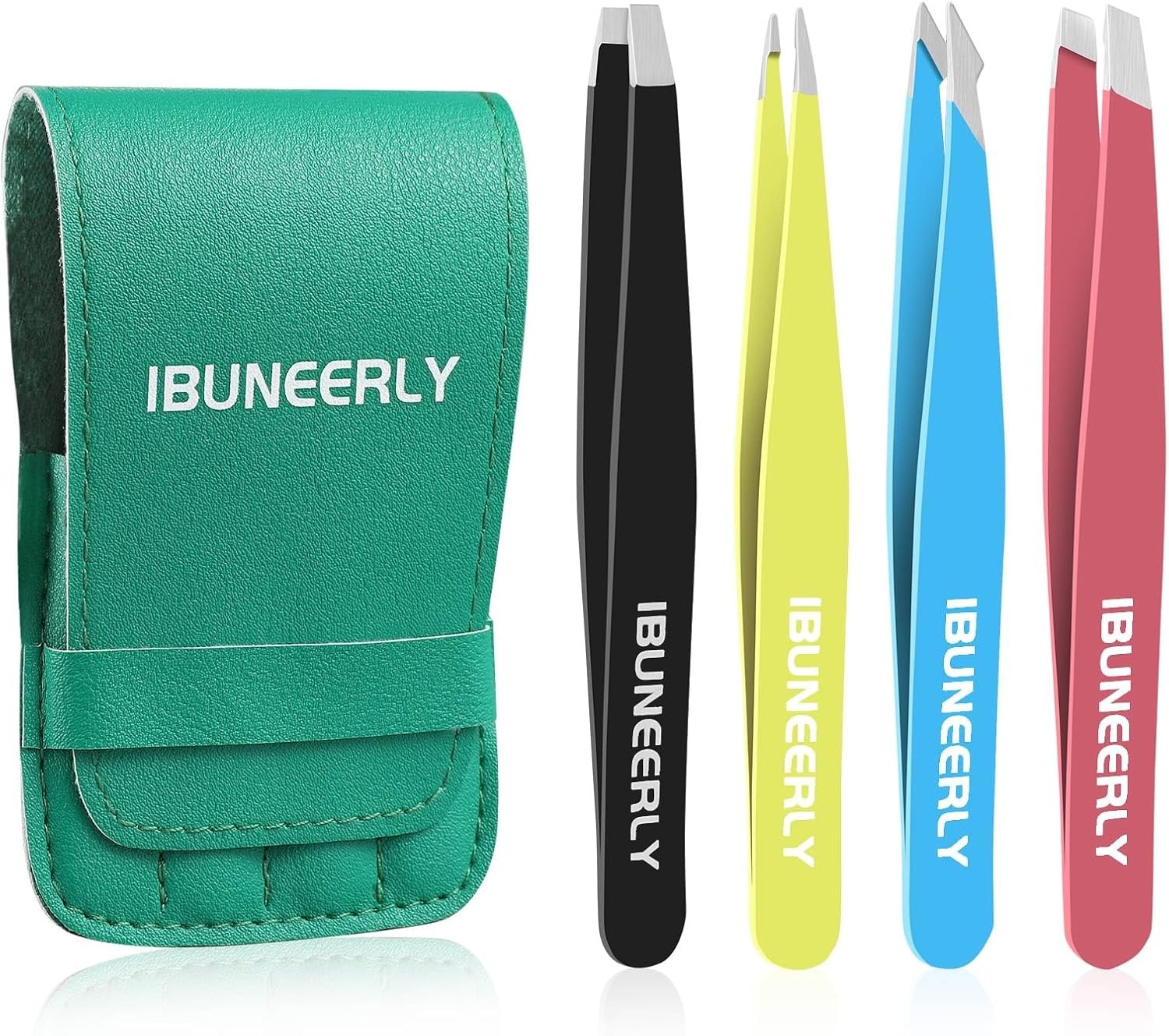 Eyebrows Tweezers Set, 4Pcs Stainless Steel for Women Multi-color
