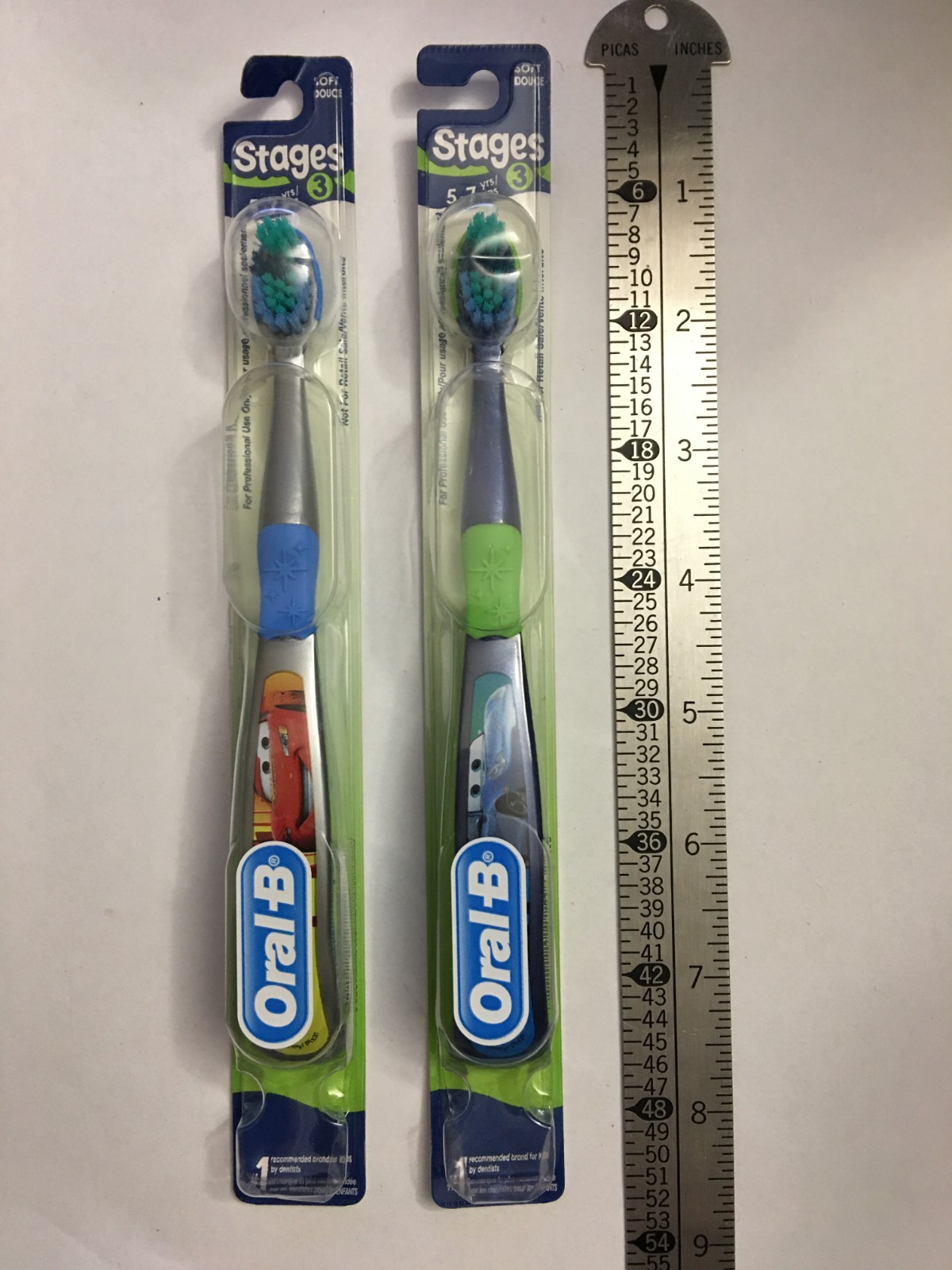 2X Oral-B Toothbrush Stages 3 Soft Cars Kids 5-7 Years Cars Mcqueen
