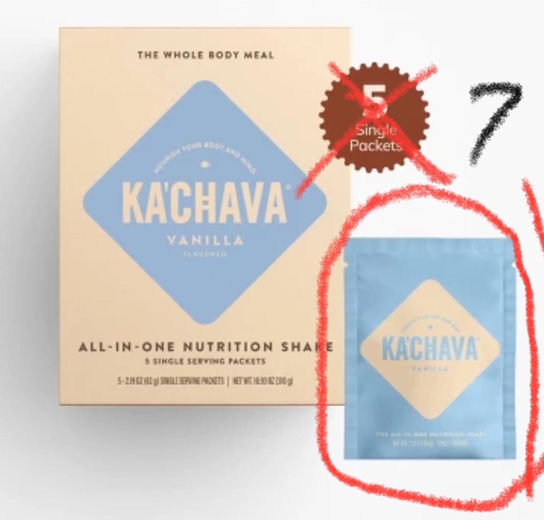 Ka’Chava Vanilla 7Packets 7Servings Meal Replacement Plant Protein Long EXP 2027
