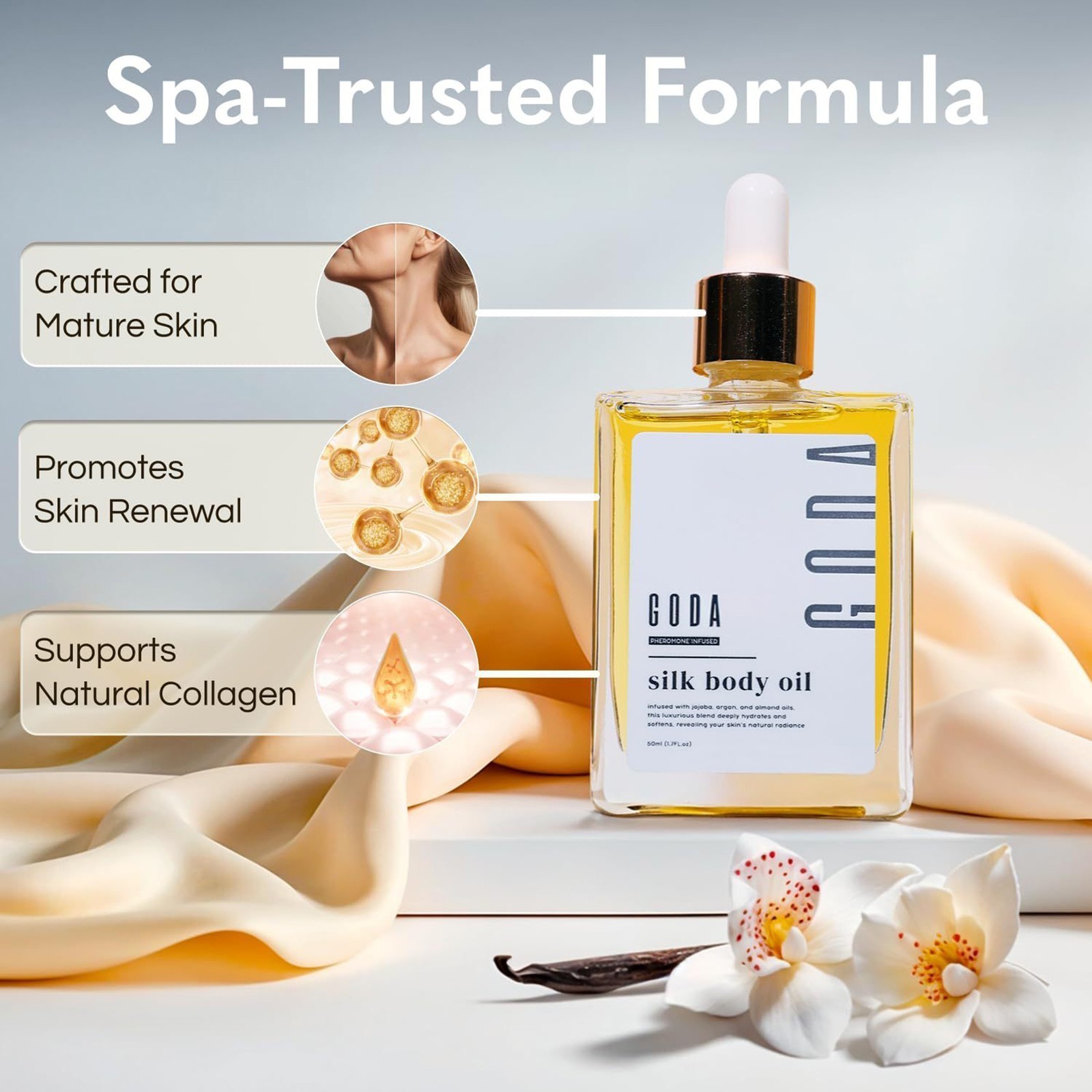 GODA Silk Body Oil Women Moisturizing Formula Bath & Shower Oil Smooth 50ml