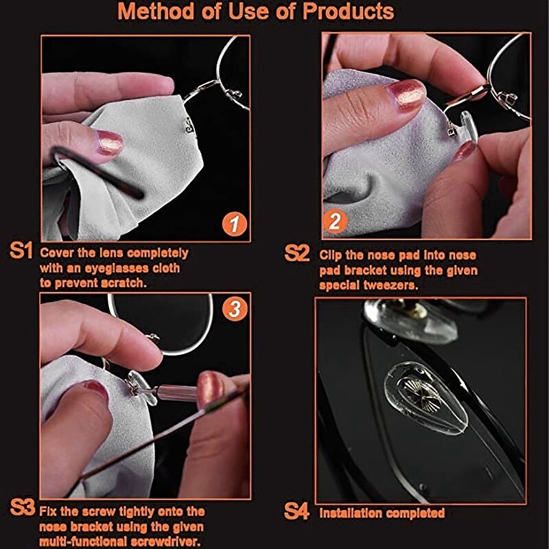 4 Pairs eyeglass NOSE PADS +8 Pcs Screws High Quality Silicone Anti Slip Glasses