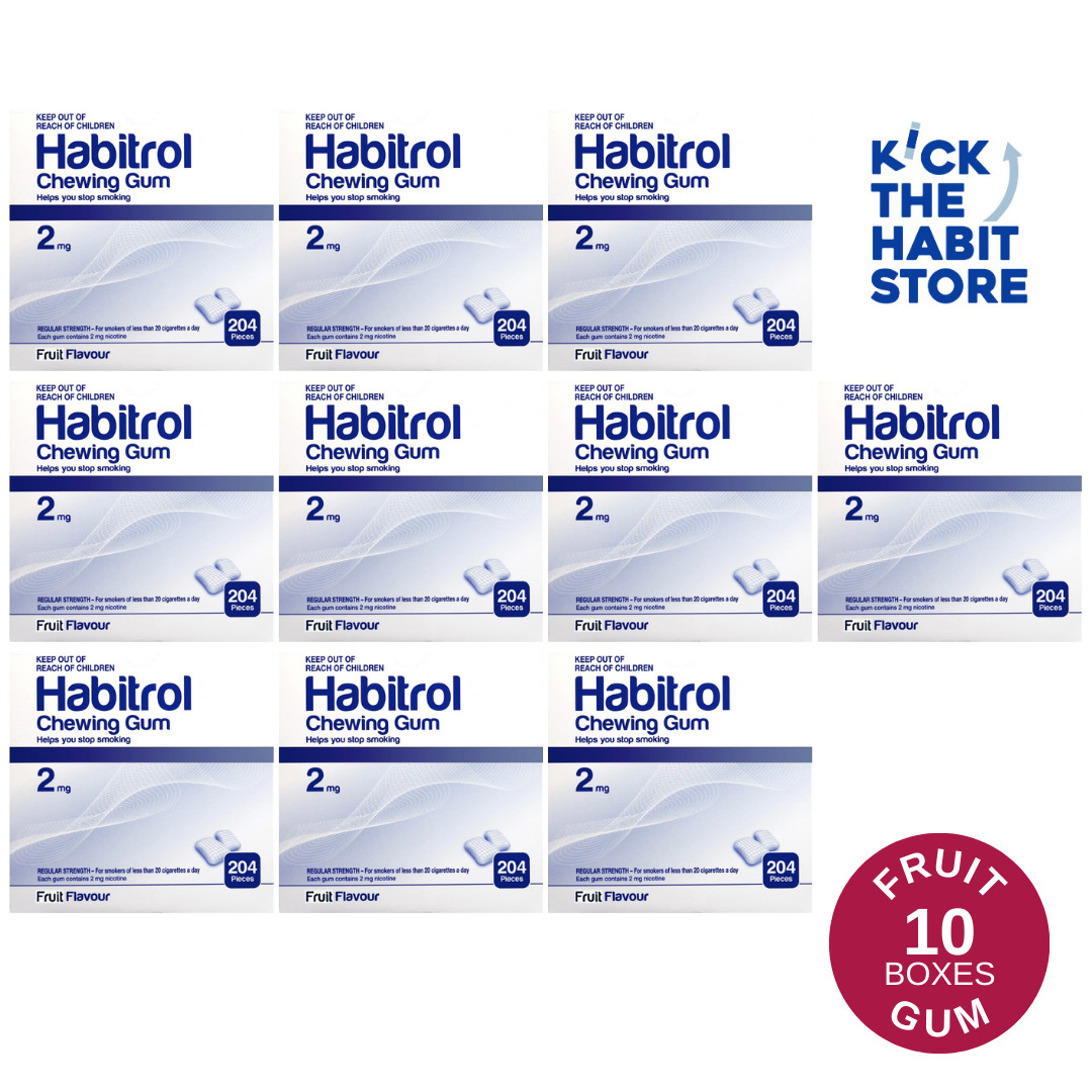 Habitrol Gum 2mg Fruit 2040 Pieces 10 Boxes x 204 pcs Sugar Free 2026 and up