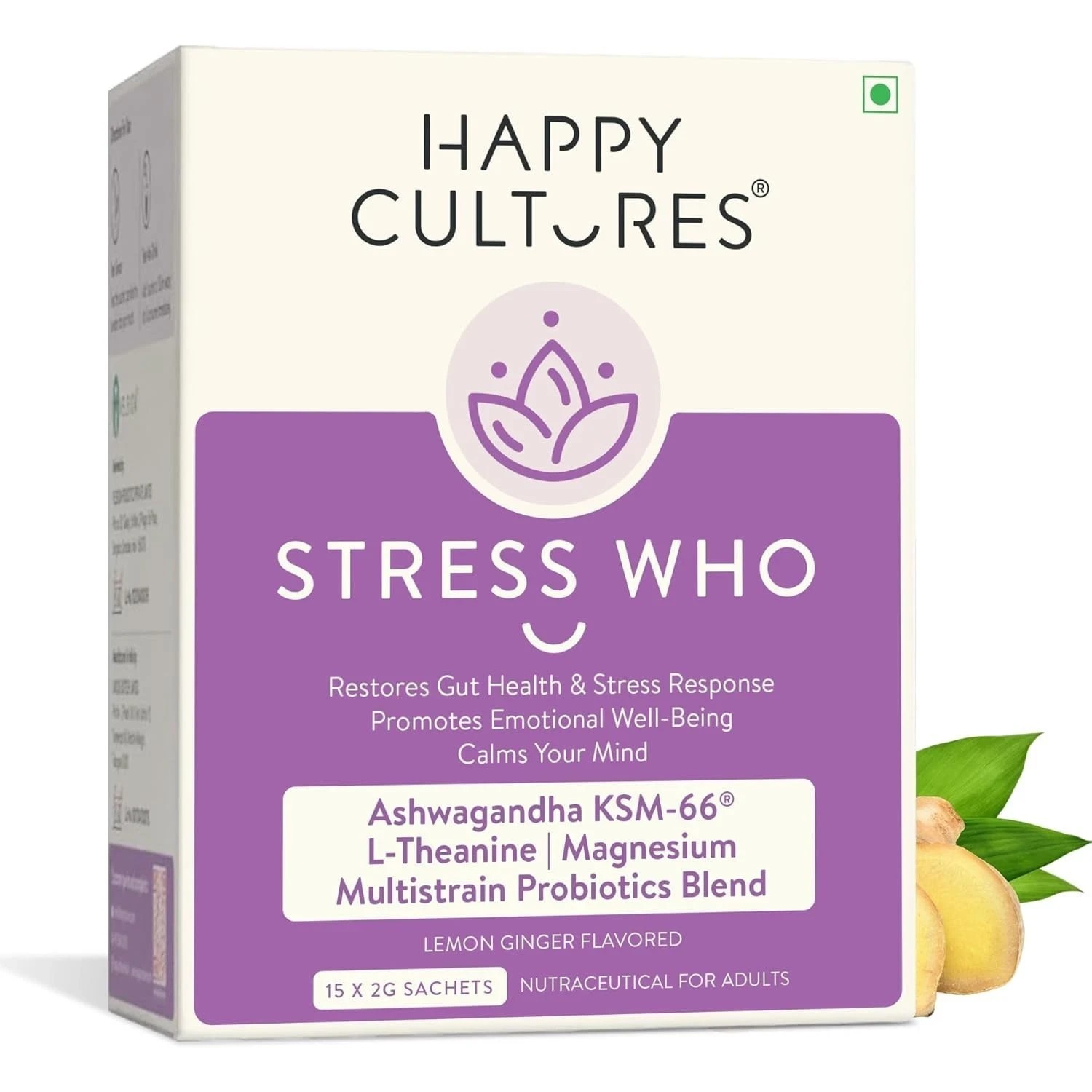 Happy Cultures Stress Who Sachets Ashwagandha KSM66, Magnesium, L-Theanine 15x2g