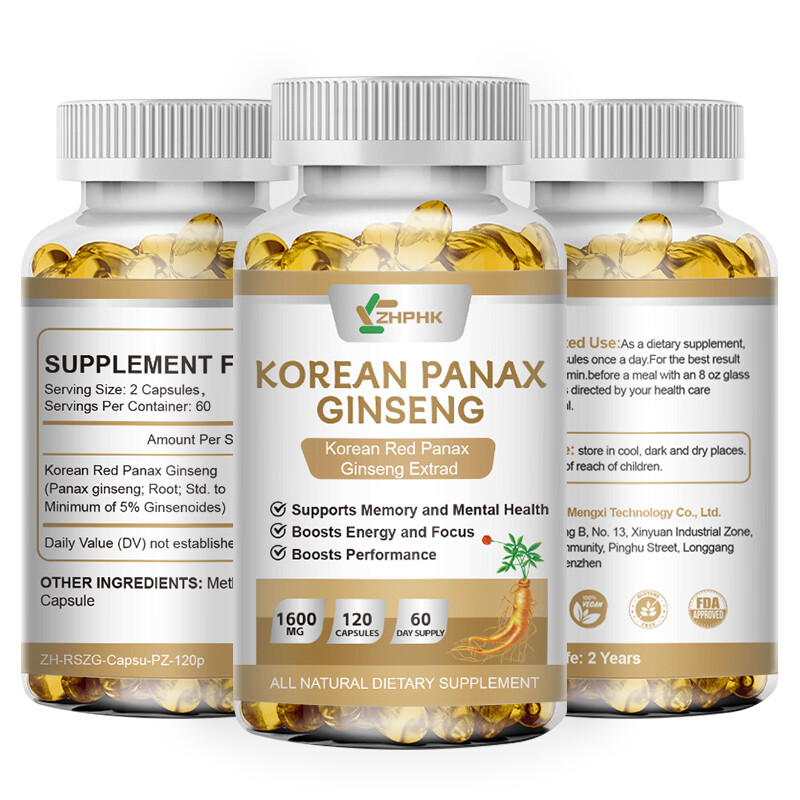 Korean Red Panax Ginseng 120 Capsules – 1600mg Extra Strength NON-GMO No Fillers